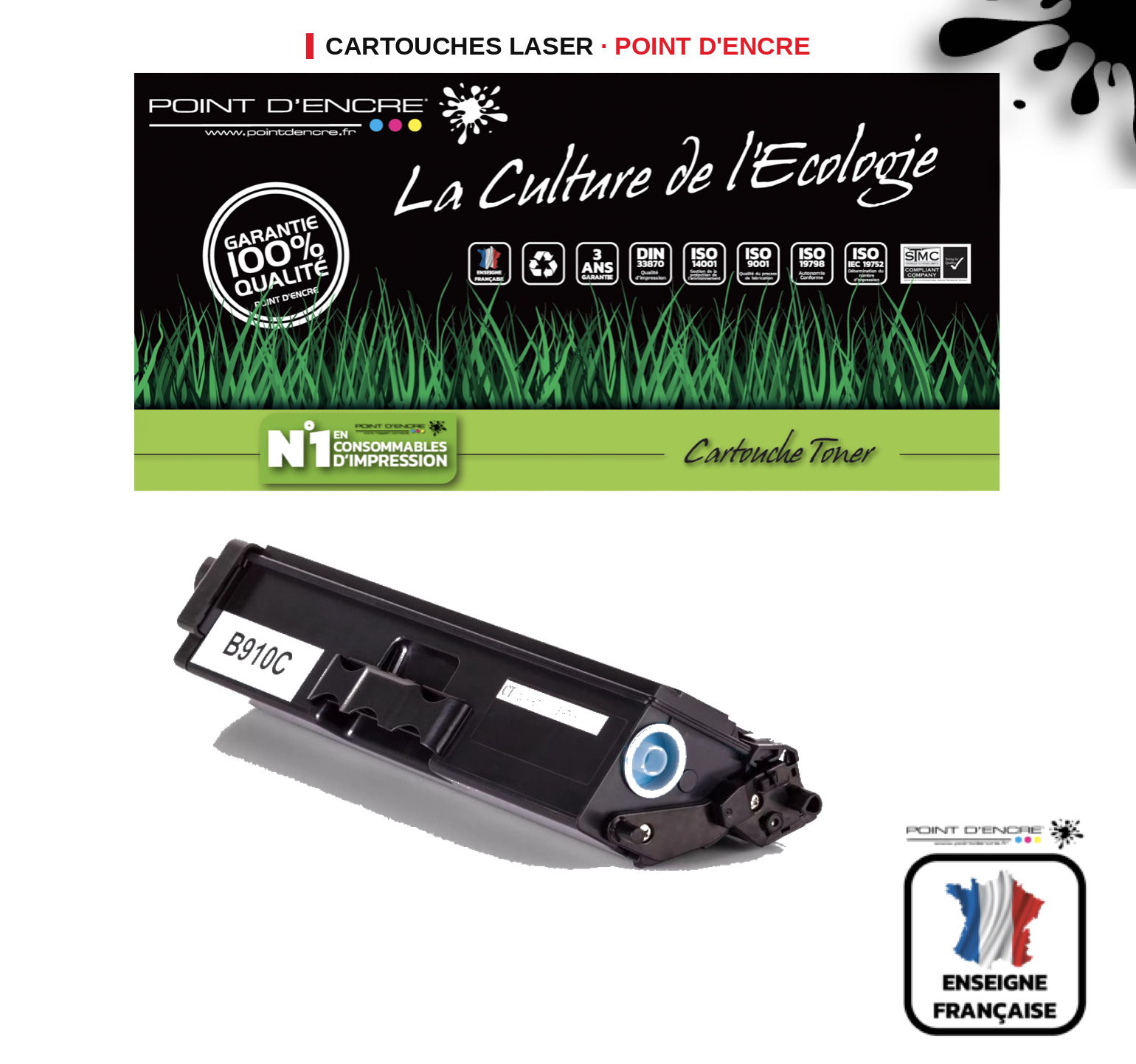 Cartouche laser POINT D'ENCRE Brother 910C — CYAN