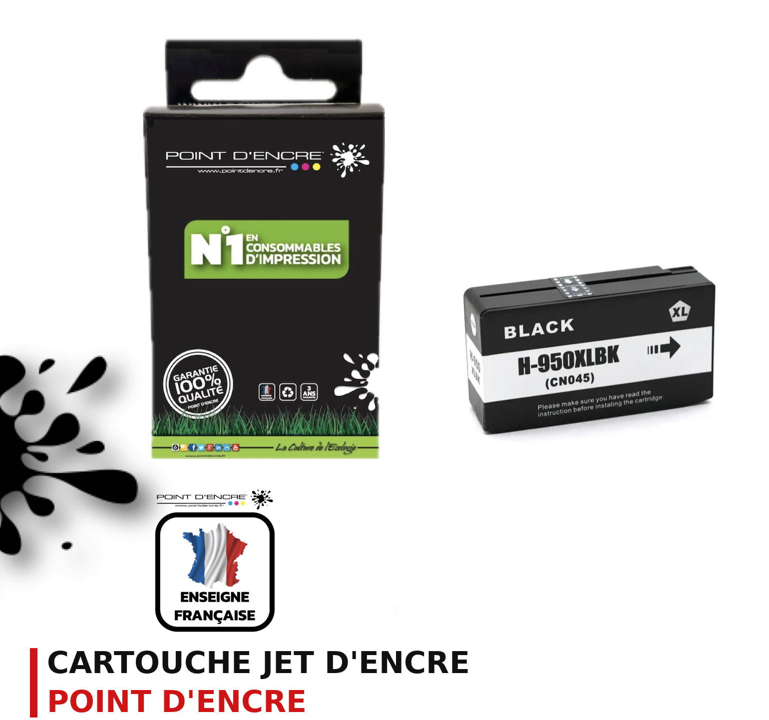 Cartouche d'encre POINT D'ENCRE Hp 950XL — NOIR