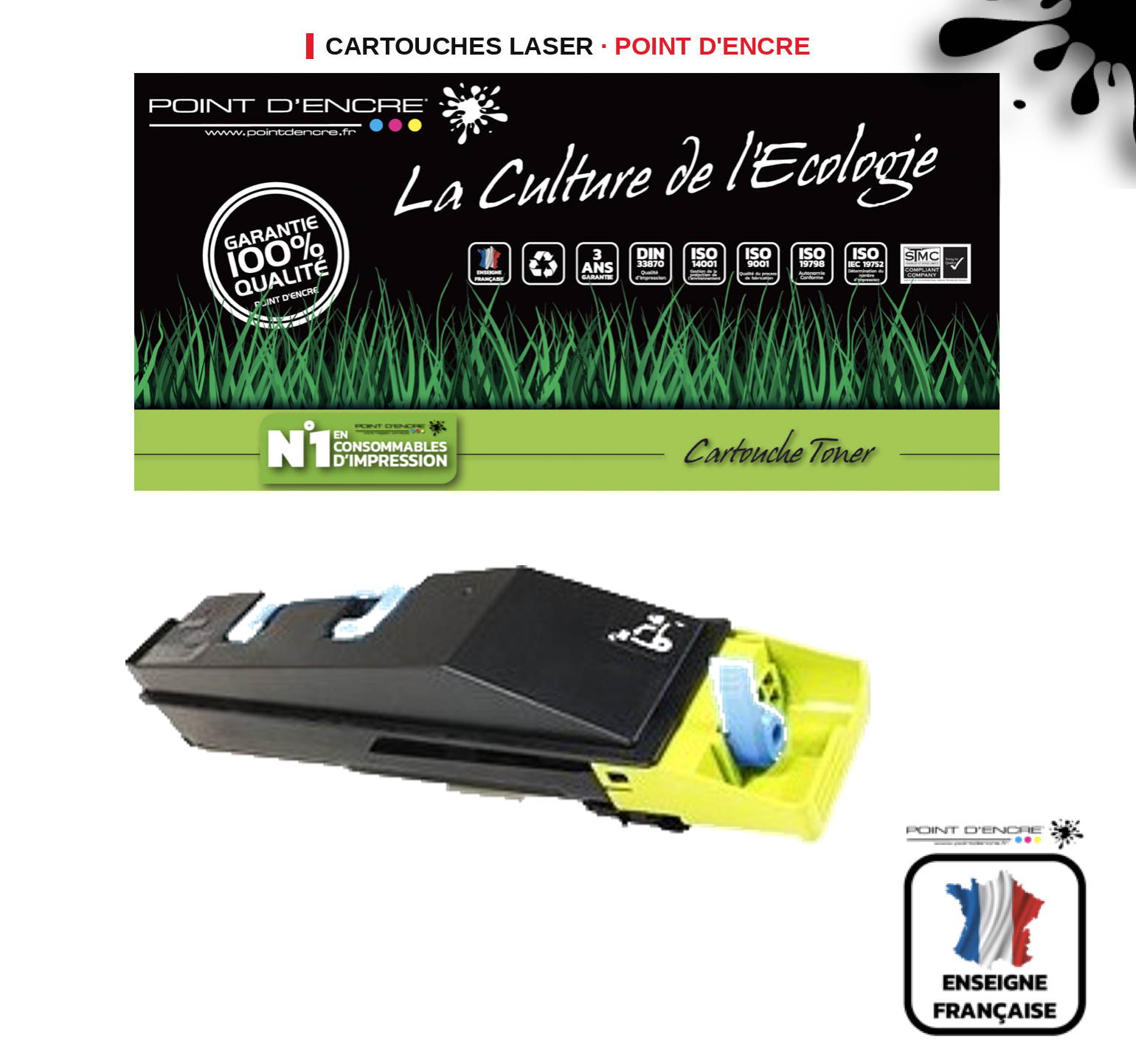 Cartouche laser POINT D'ENCRE Kyocera 880 — JAUNE