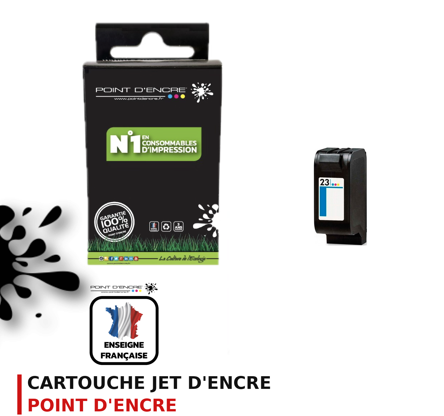 Cartouche d'encre POINT D'ENCRE Hp 23CL — COULEUR