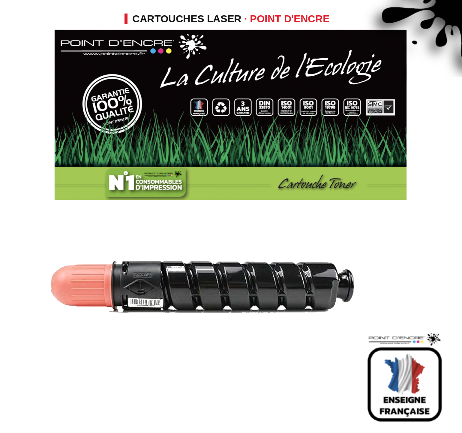 Cartouche laser POINT D'ENCRE Canon CEXV37 — NOIR