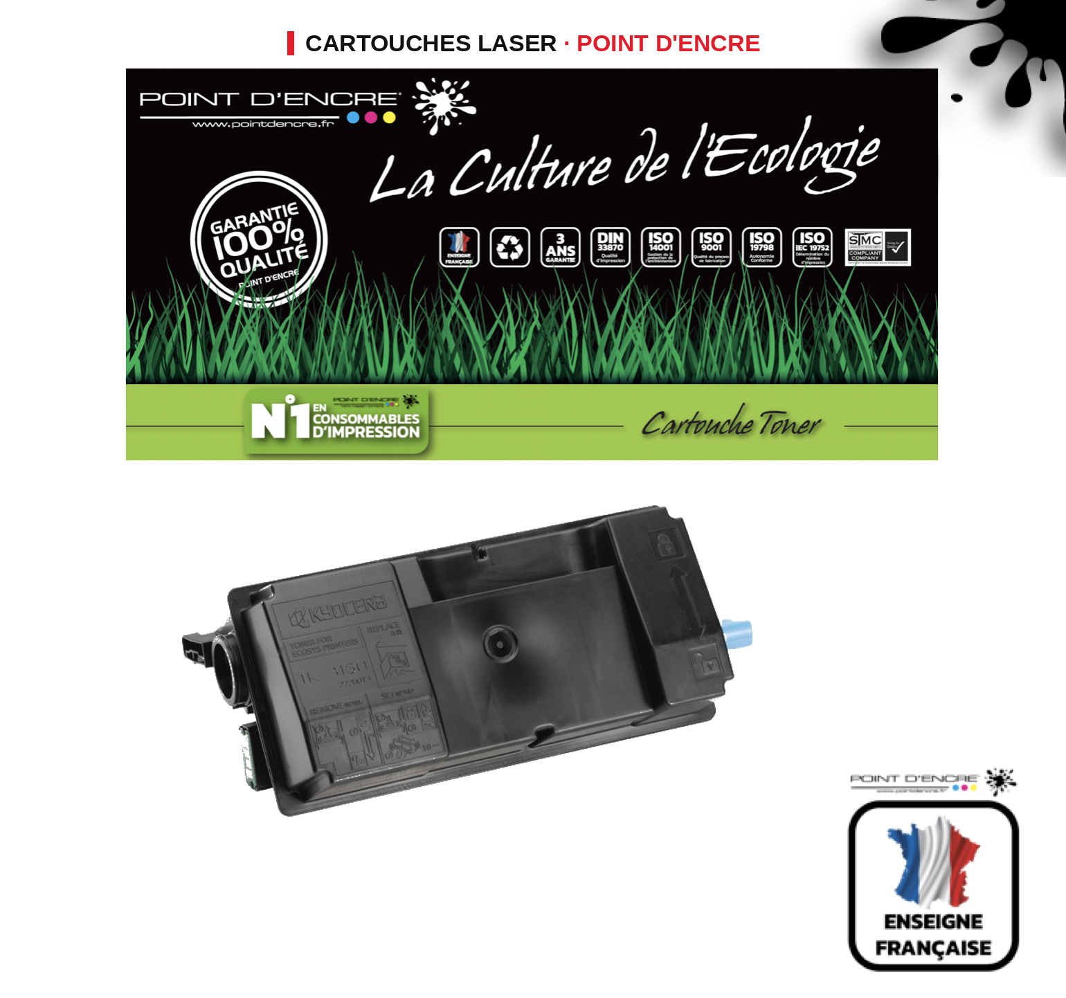 Cartouche laser POINT D'ENCRE Kyocera TK3150 — NOIR