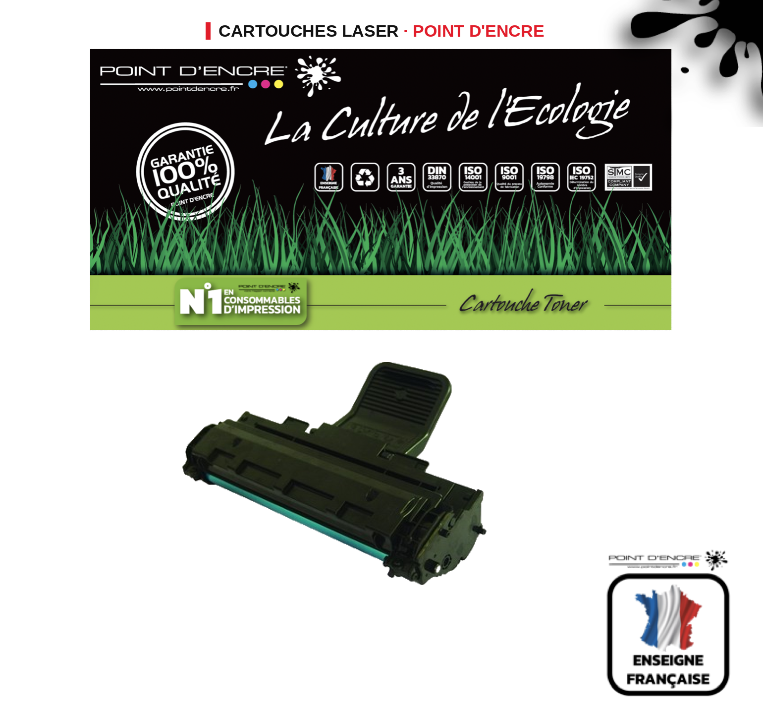 Cartouche laser POINT D'ENCRE Dell 1100 — NOIR