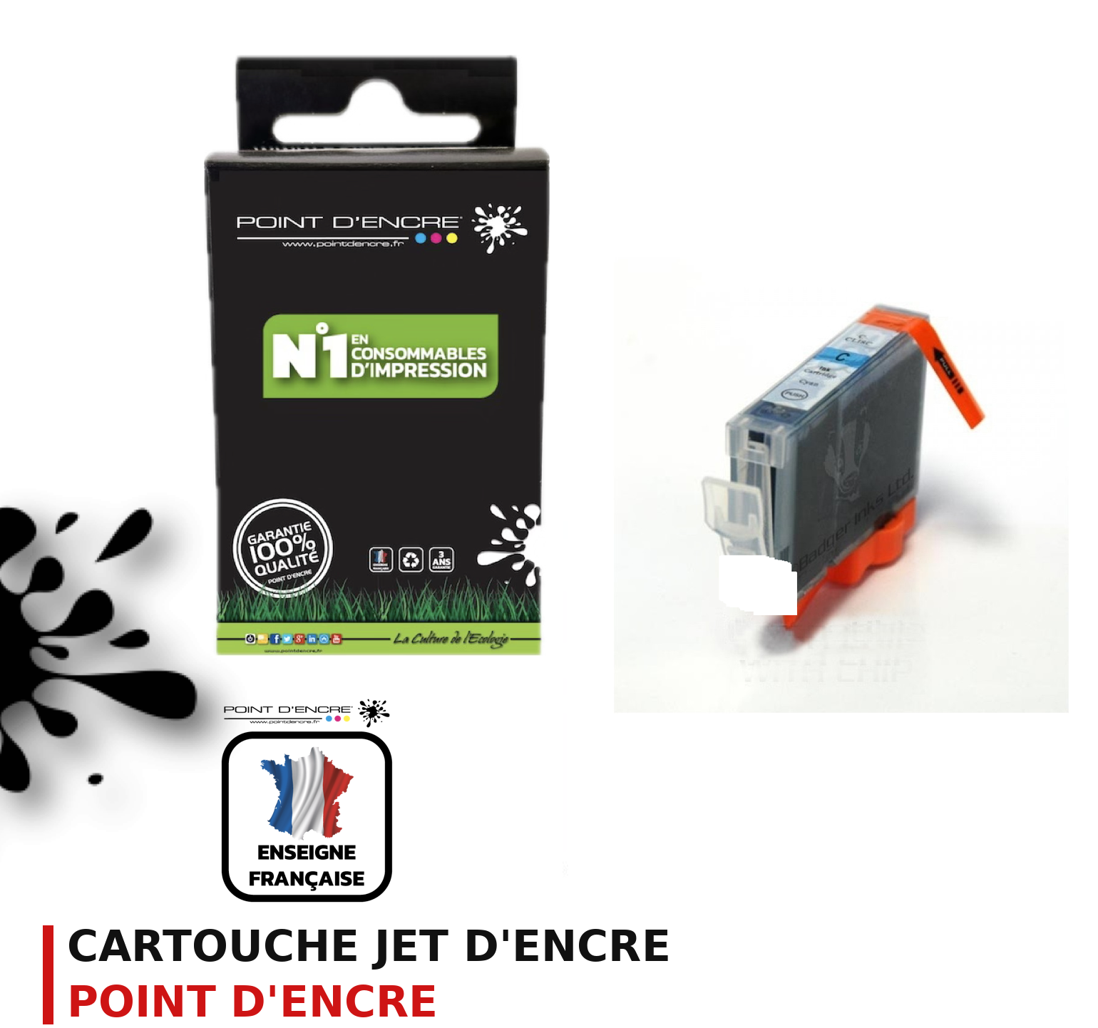 Cartouche d'encre POINT D'ENCRE Canon 526 — CYAN