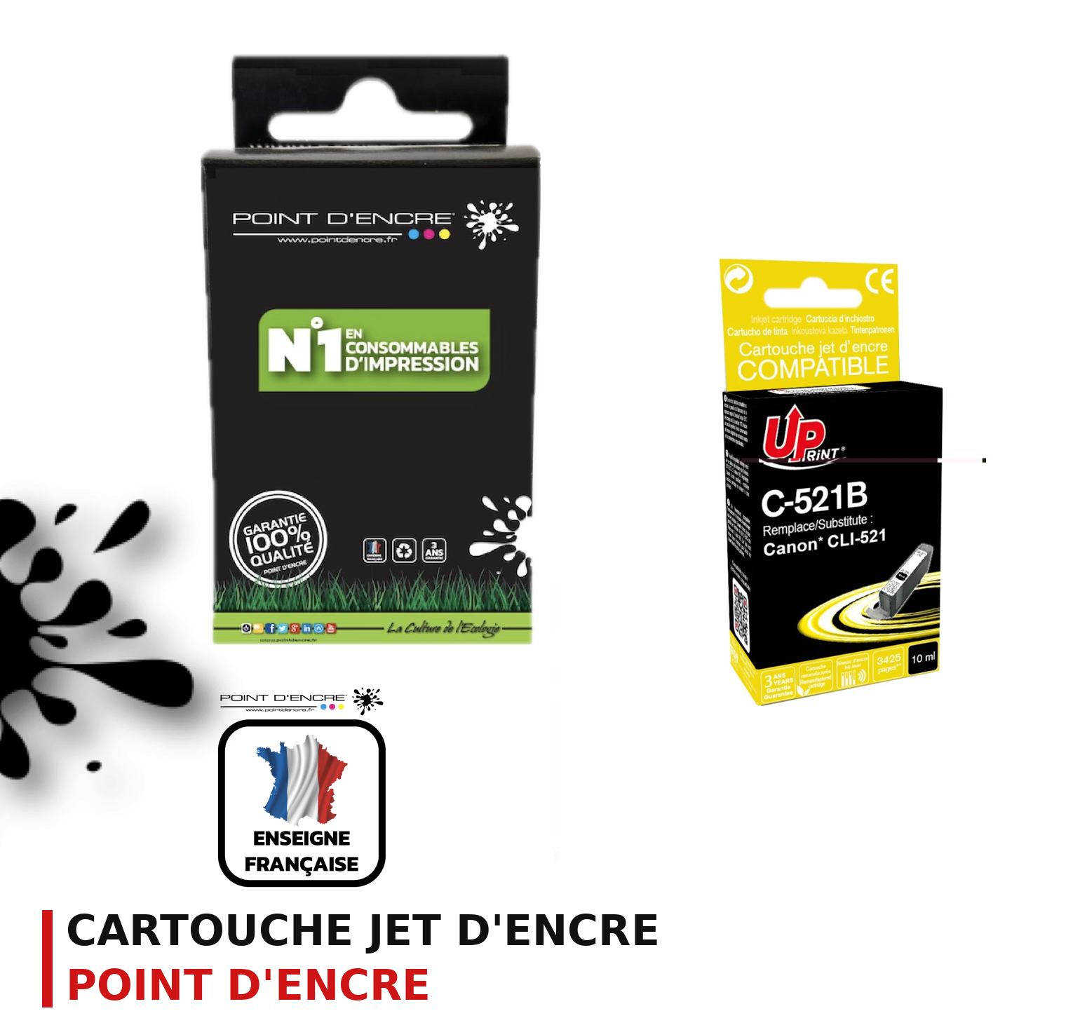 Cartouche d'encre POINT D'ENCRE Canon 521BK — NOIR