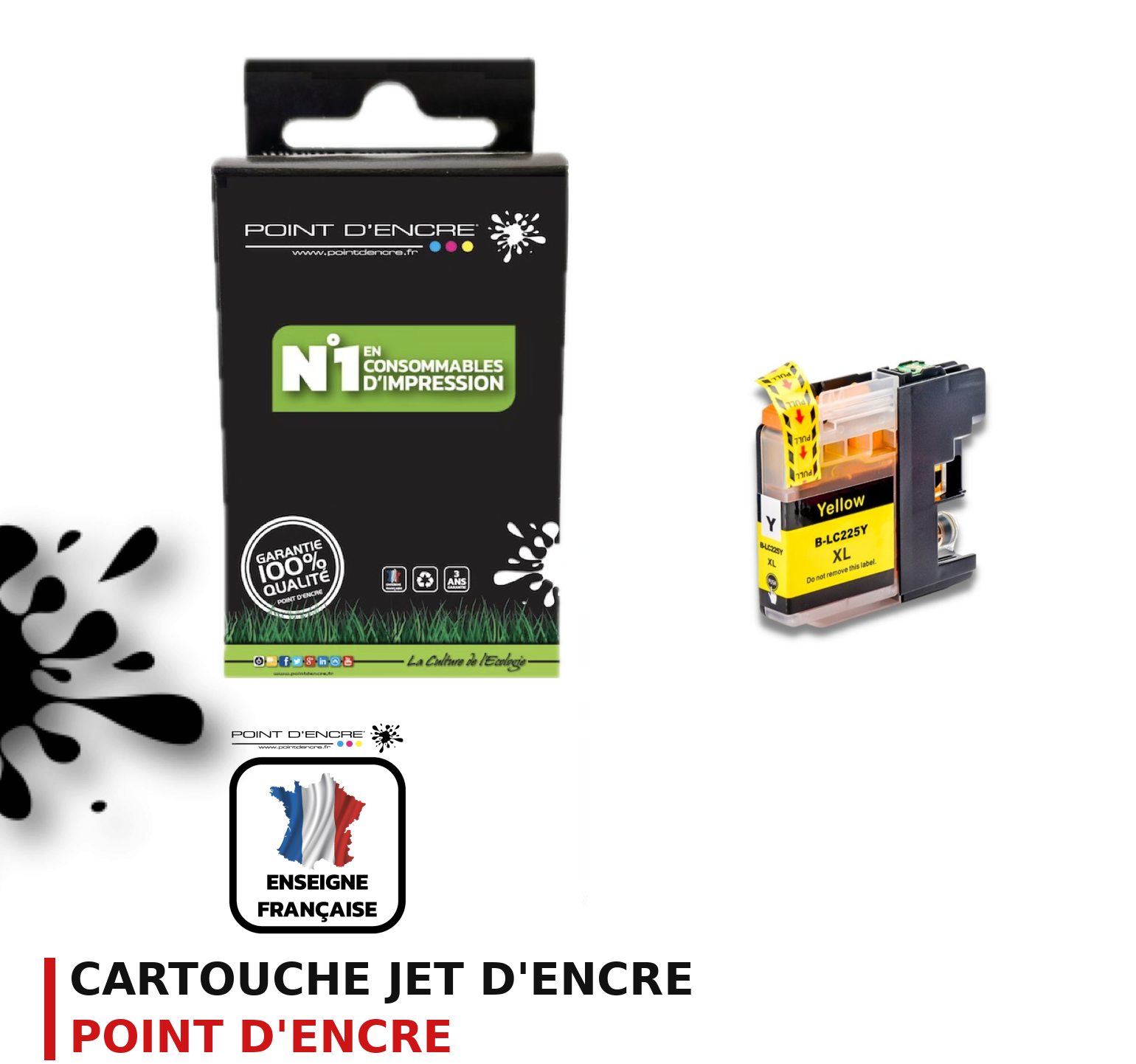 Cartouche d'encre POINT D'ENCRE Brother LC225XLY — JAUNE