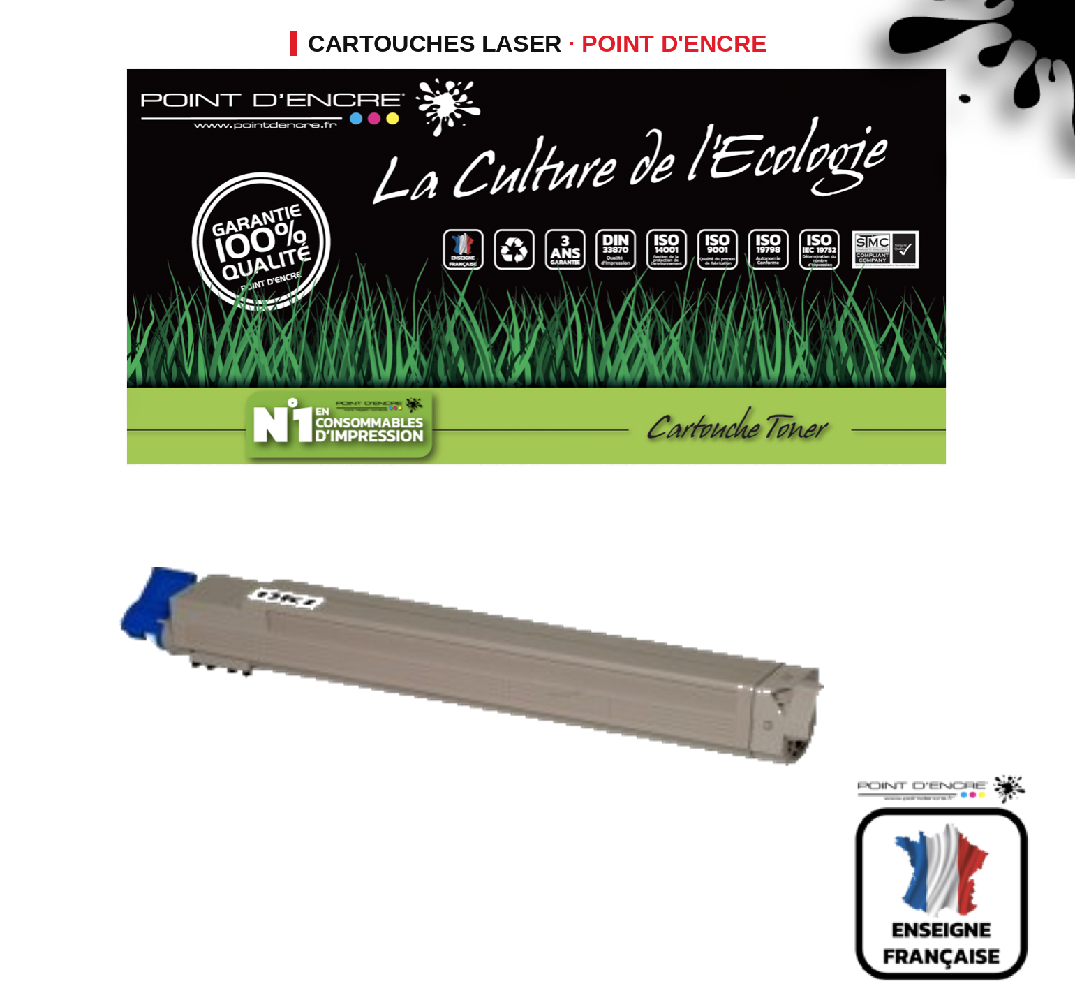Cartouche laser POINT D'ENCRE Oki C9655 — MAGENTA