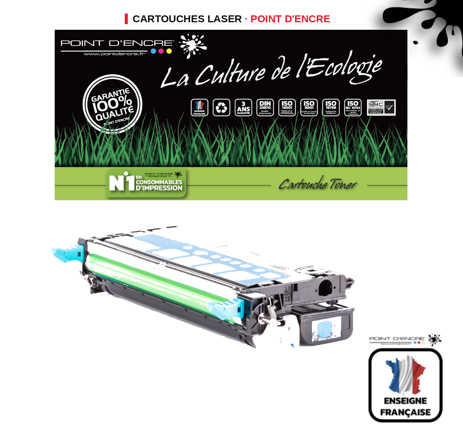 Cartouche laser POINT D'ENCRE Dell 3130CN — CYAN