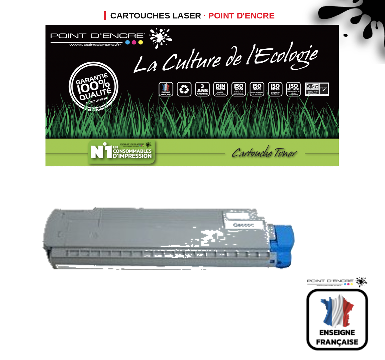 Cartouche laser POINT D'ENCRE Oki C8600 — CYAN