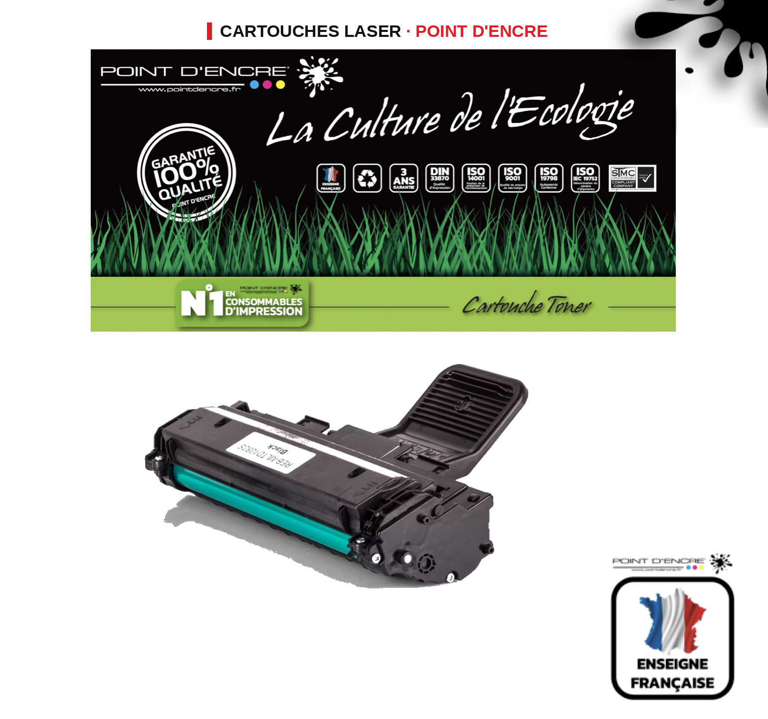 Cartouche laser POINT D'ENCRE Samsung 1082S — NOIR