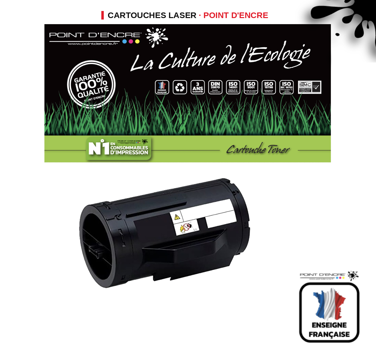 Cartouche laser POINT D'ENCRE Dell H810 — NOIR