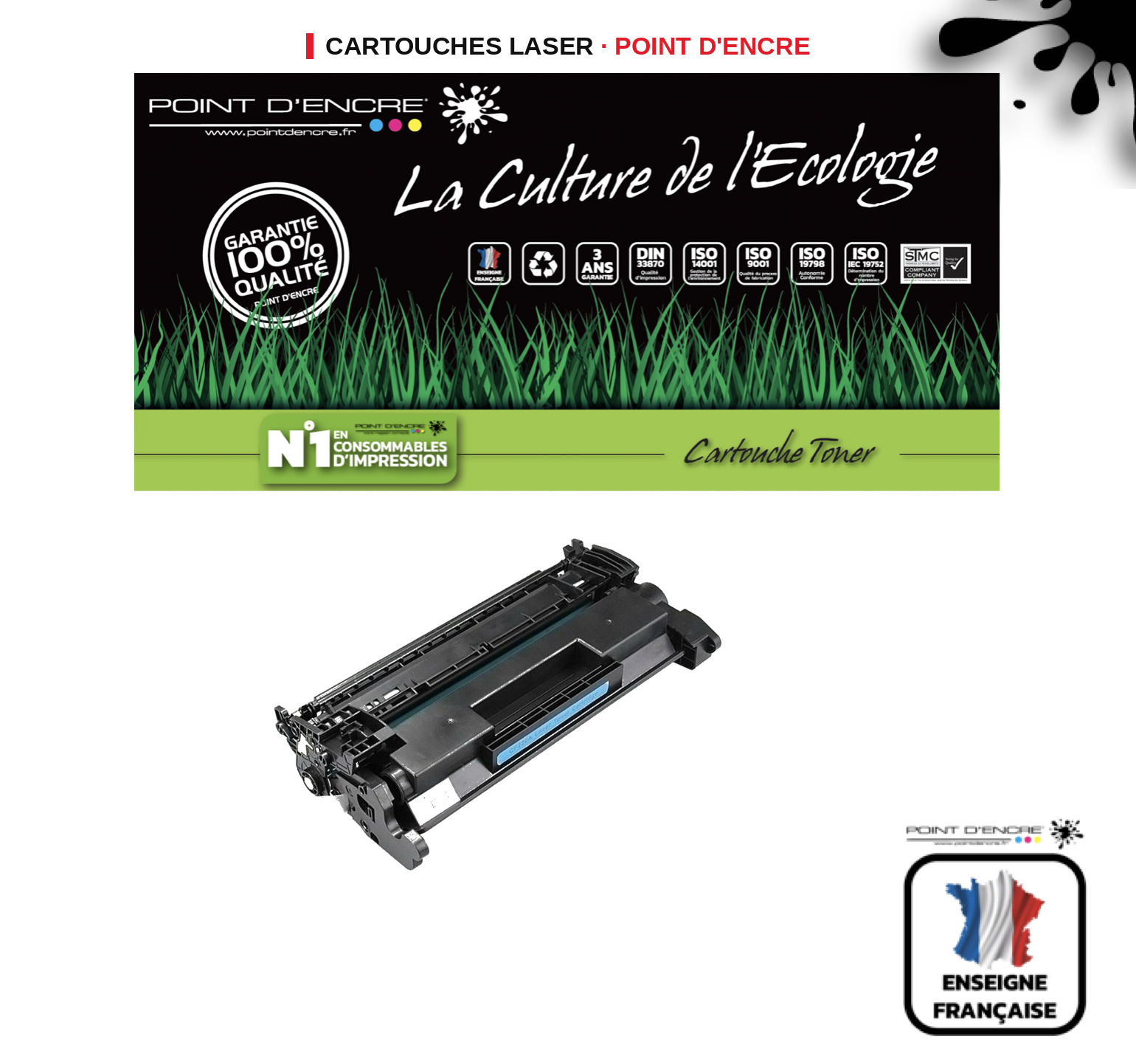 Cartouche laser POINT D'ENCRE  26A — NOIR