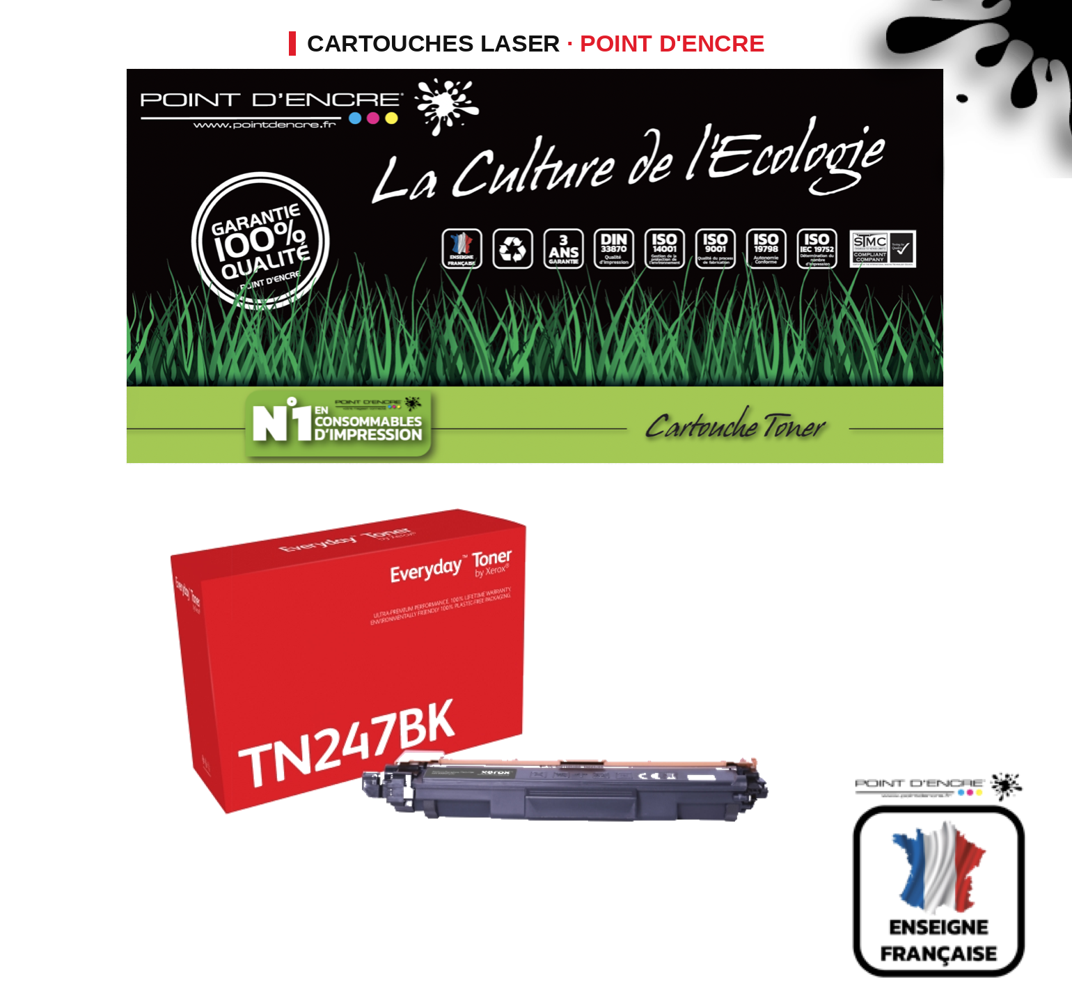 Cartouche laser POINT D'ENCRE Brother TN247 — NOIR