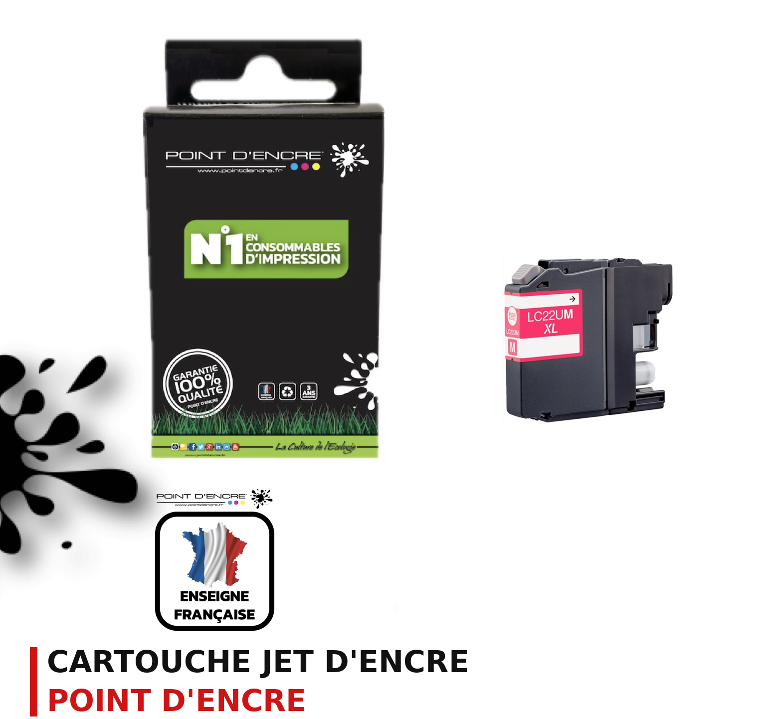 Cartouche d'encre POINT D'ENCRE Brother 22U — MAGENTA