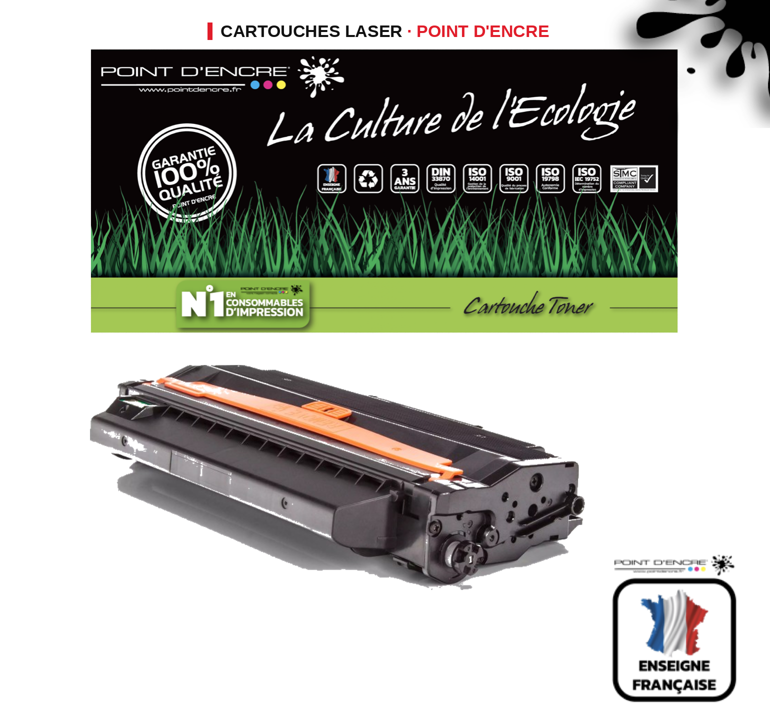 Cartouche laser POINT D'ENCRE Dell B1260 — NOIR