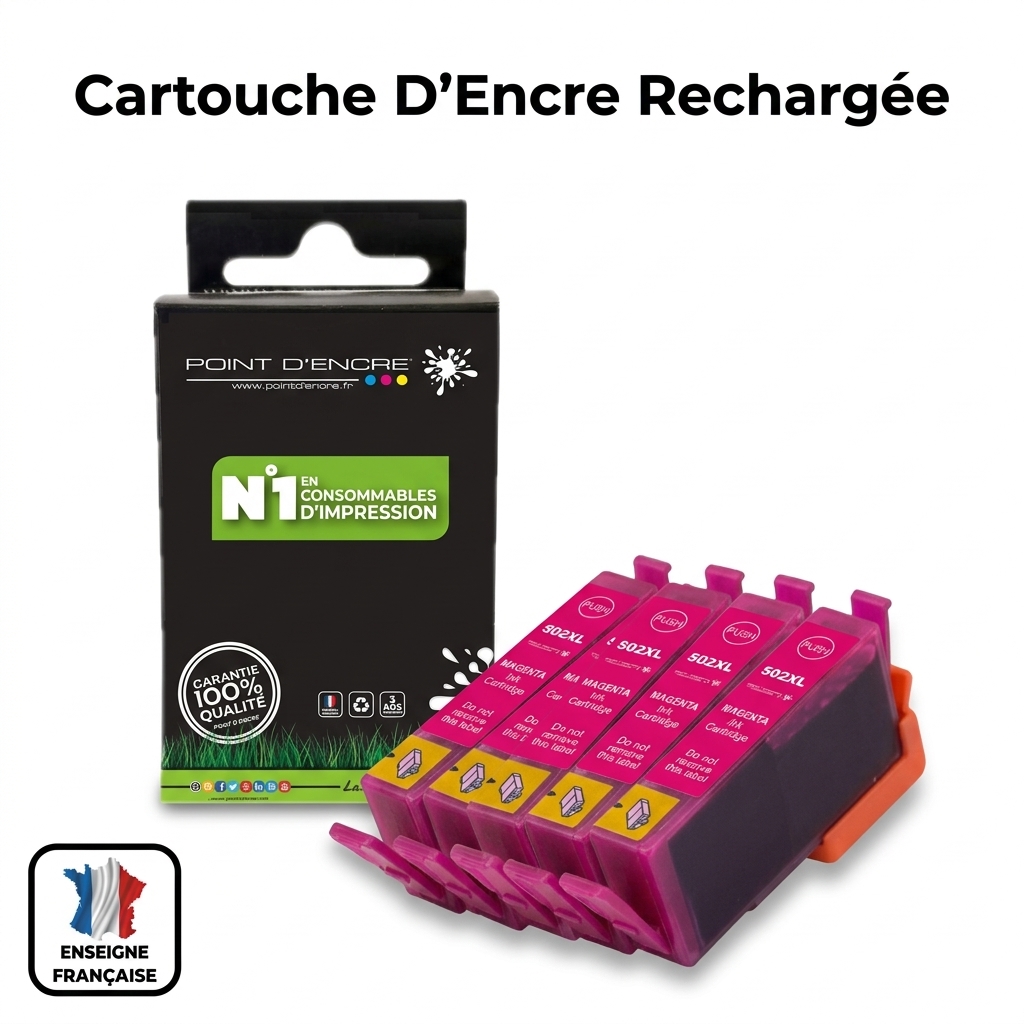 502XL - Jumelles - MAGENTA - Grande capacité de Marque Française POINT D'ENCRE Pour imprimante compatible EPSON (cee)