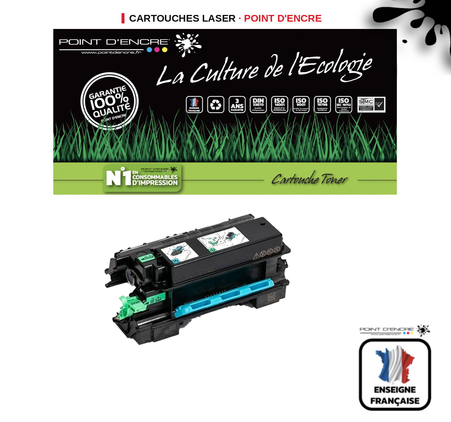 Cartouche laser POINT D'ENCRE Ricoh IM350 — NOIR