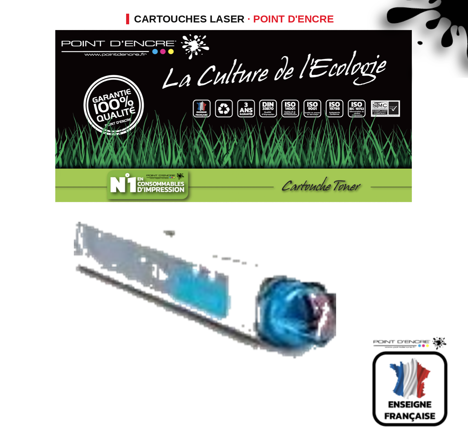 Cartouche laser POINT D'ENCRE Oki 43459371 — CYAN