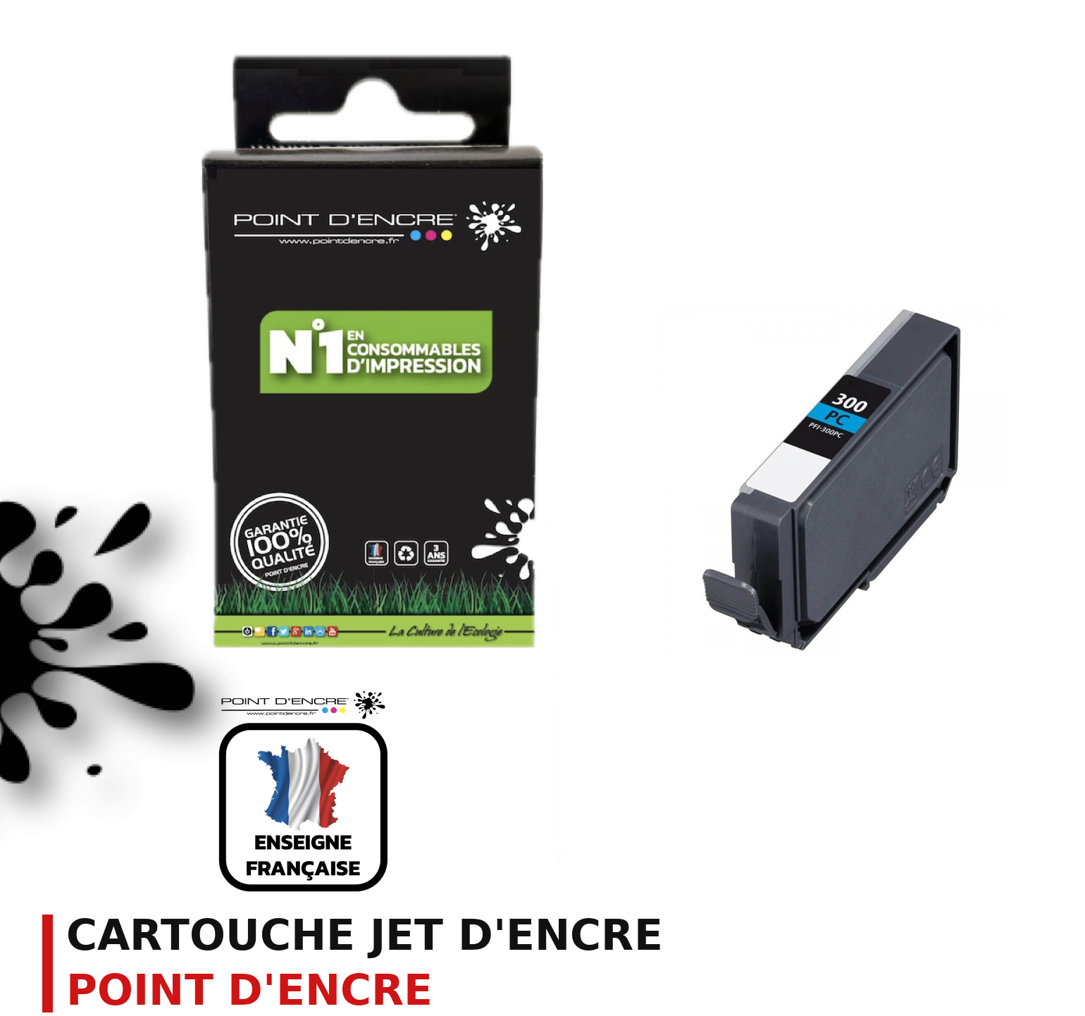 Cartouche d'encre POINT D'ENCRE Canon PFI300 — CYAN