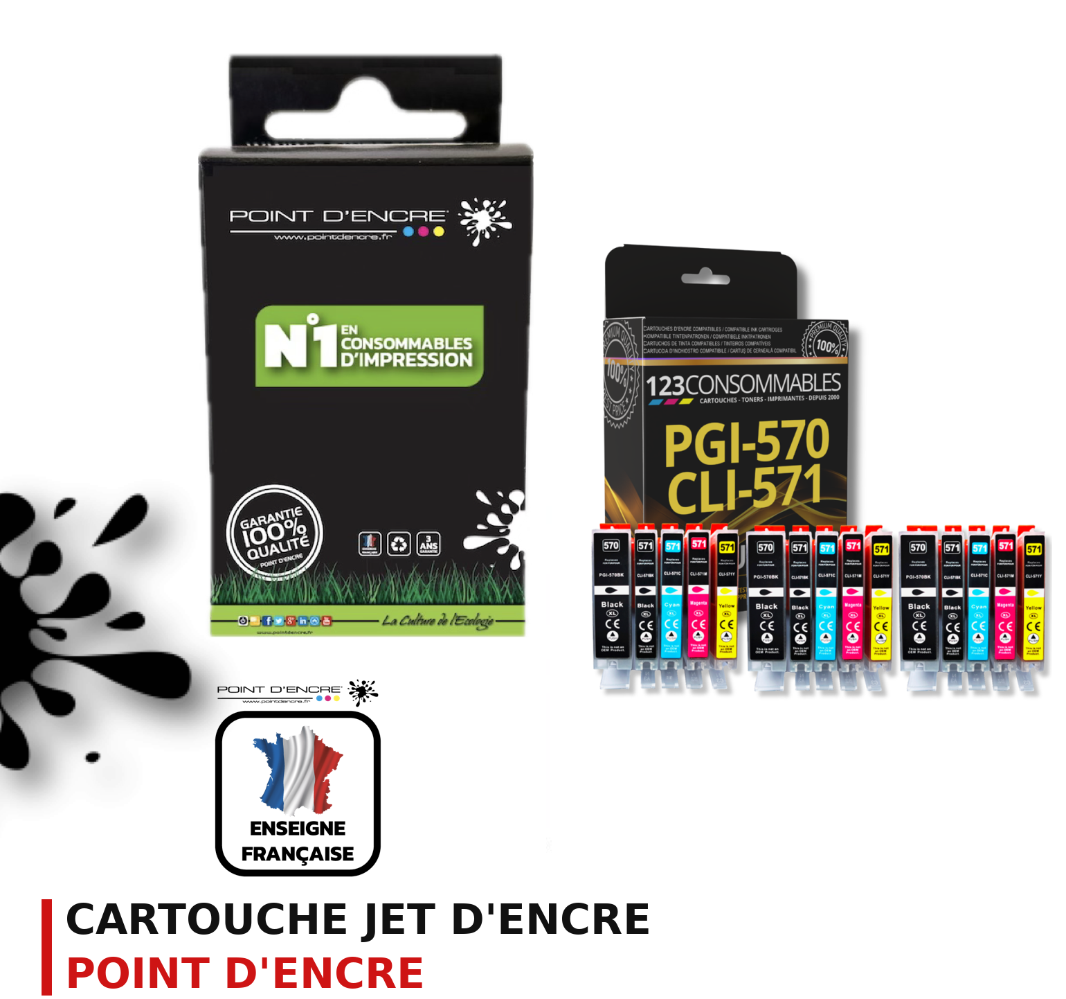 Cartouche d'encre POINT D'ENCRE Canon 570 — PACK