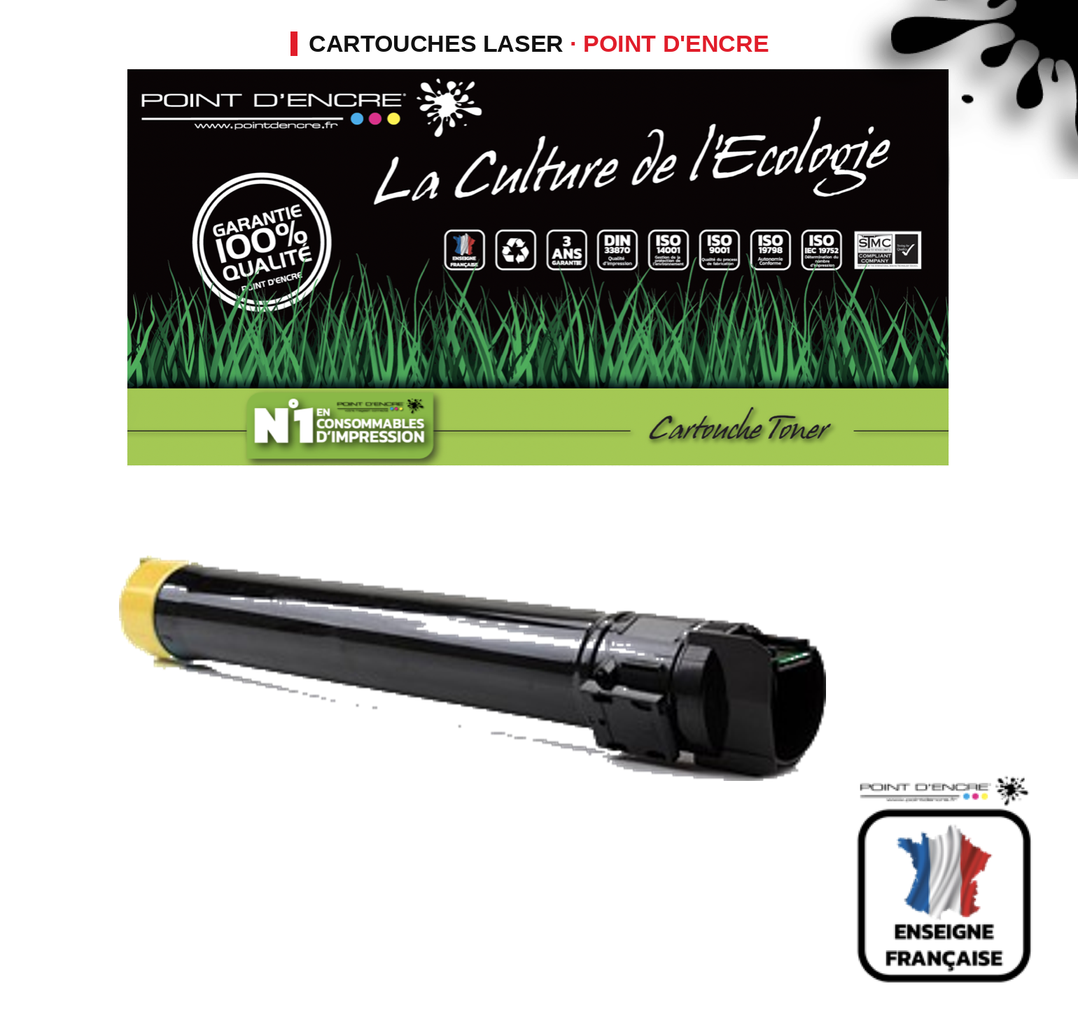 Cartouche laser POINT D'ENCRE Xerox 7525 — JAUNE