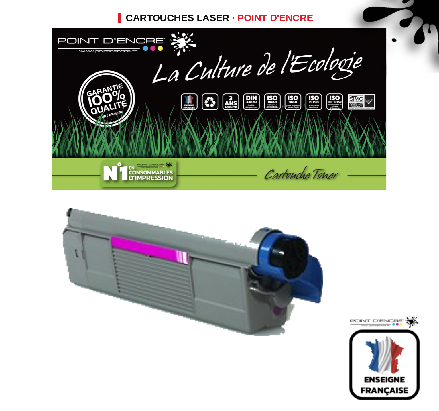 Cartouche laser POINT D'ENCRE Oki C712 — MAGENTA