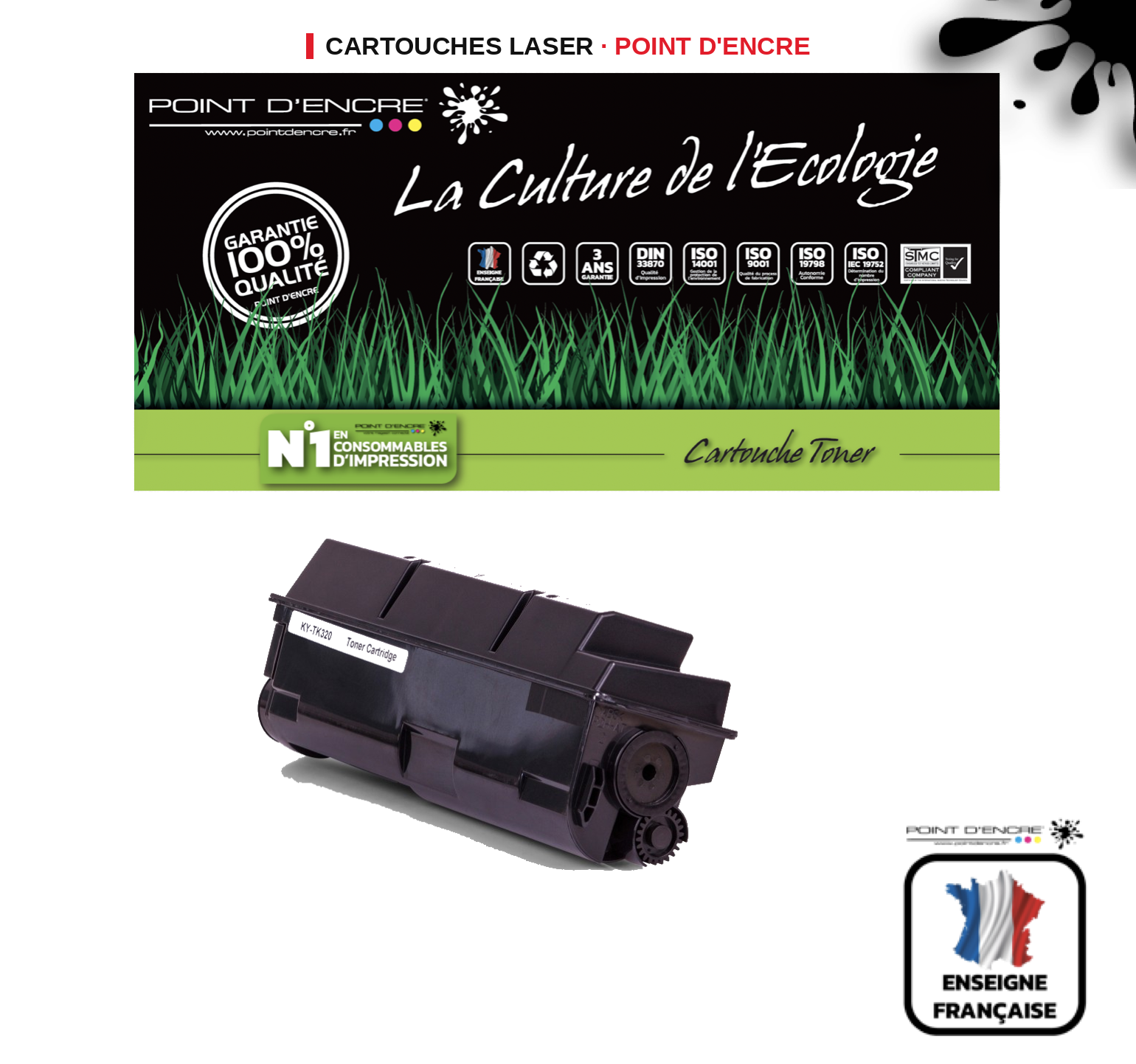 Cartouche laser POINT D'ENCRE Kyocera TK320 — NOIR