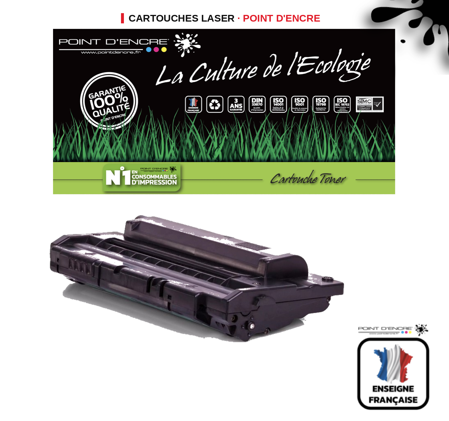 Cartouche laser POINT D'ENCRE Samsung 2250 — NOIR