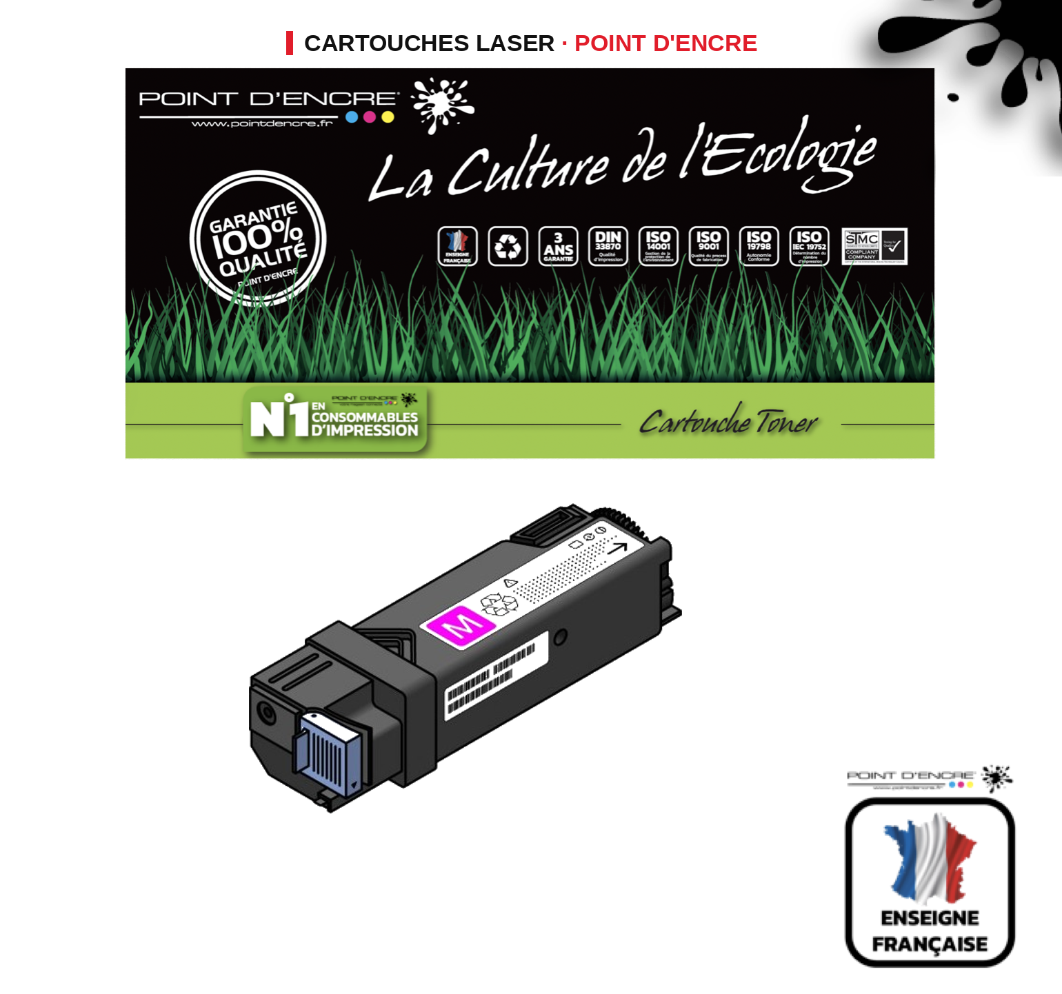 Cartouche laser POINT D'ENCRE Ricoh 407545 — MAGENTA