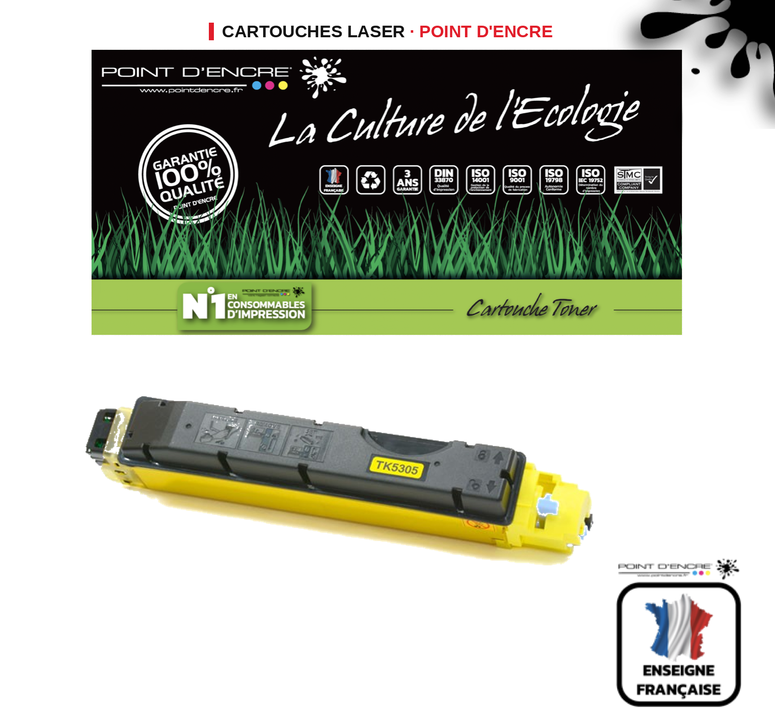 Cartouche laser POINT D'ENCRE Kyocera TK5405 — JAUNE