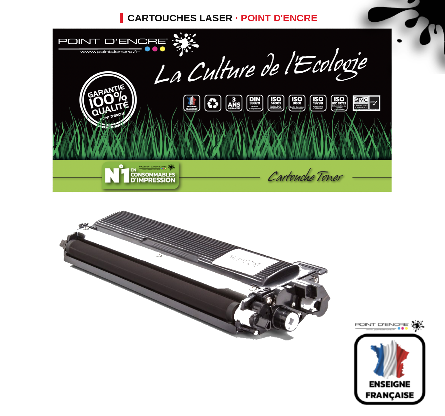 Cartouche laser POINT D'ENCRE Brother 230BK — NOIR