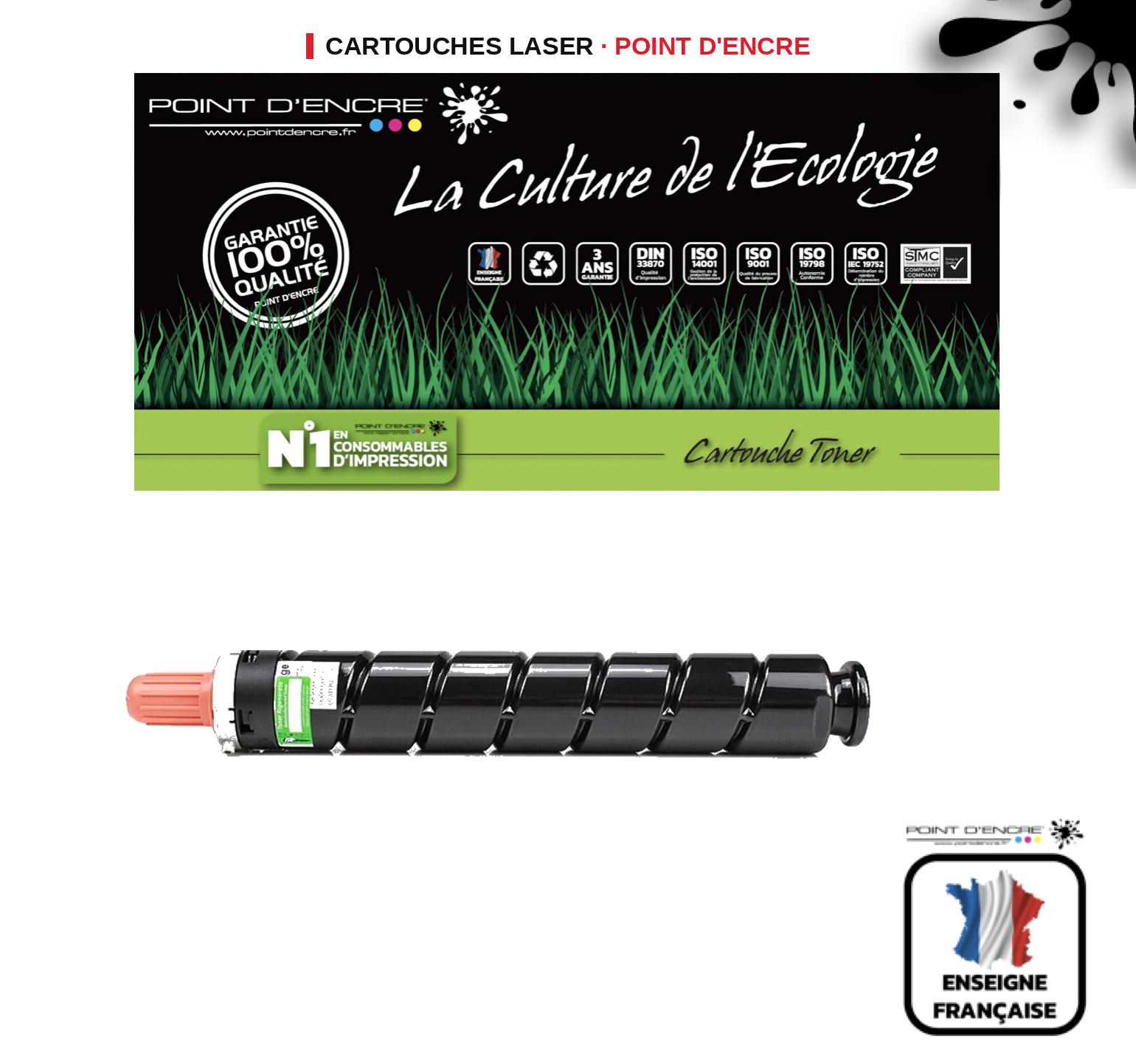 Cartouche laser POINT D'ENCRE Canon CEXV28 — NOIR