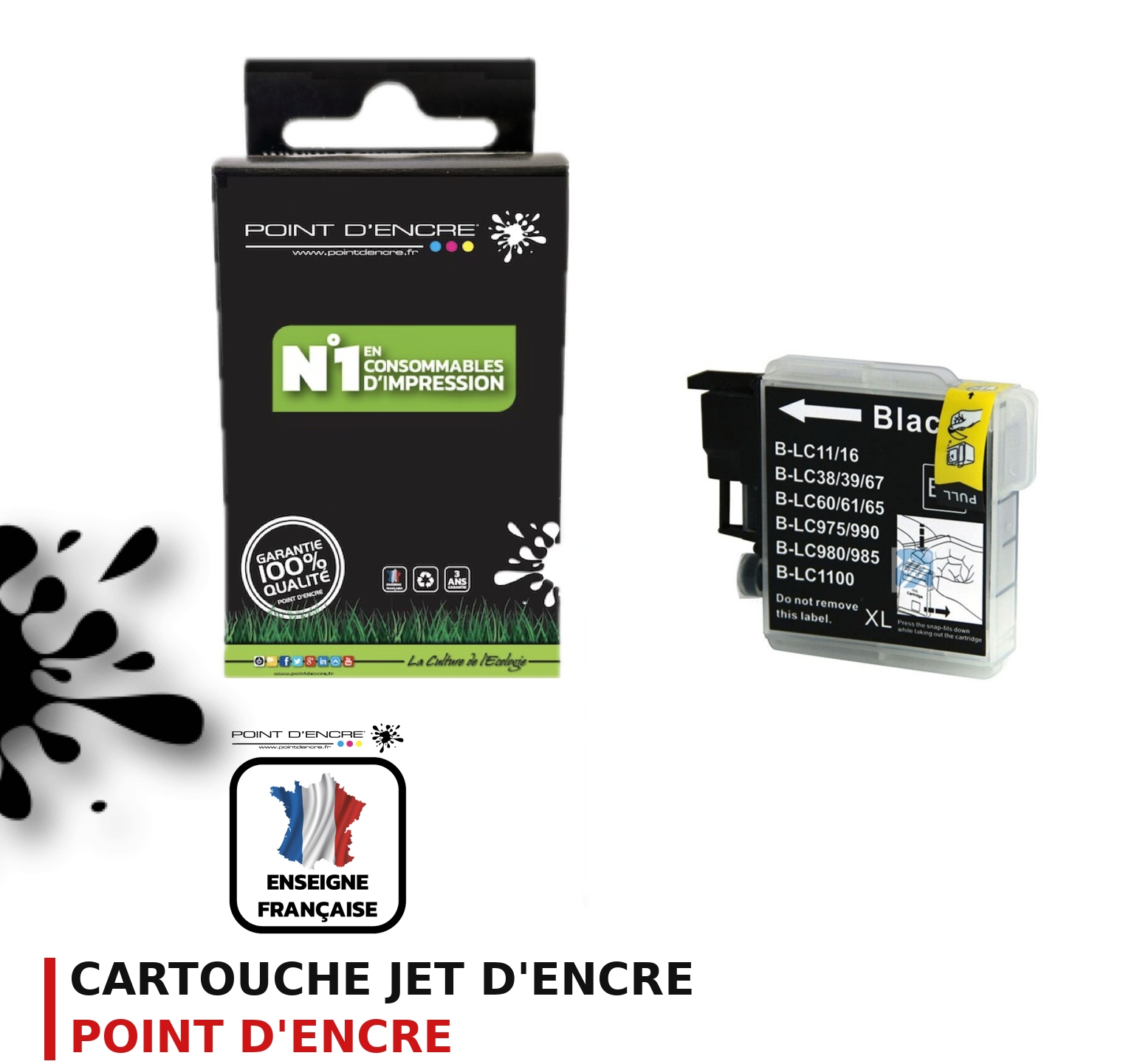 Cartouche d'encre POINT D'ENCRE Brother LC1100 — NOIR