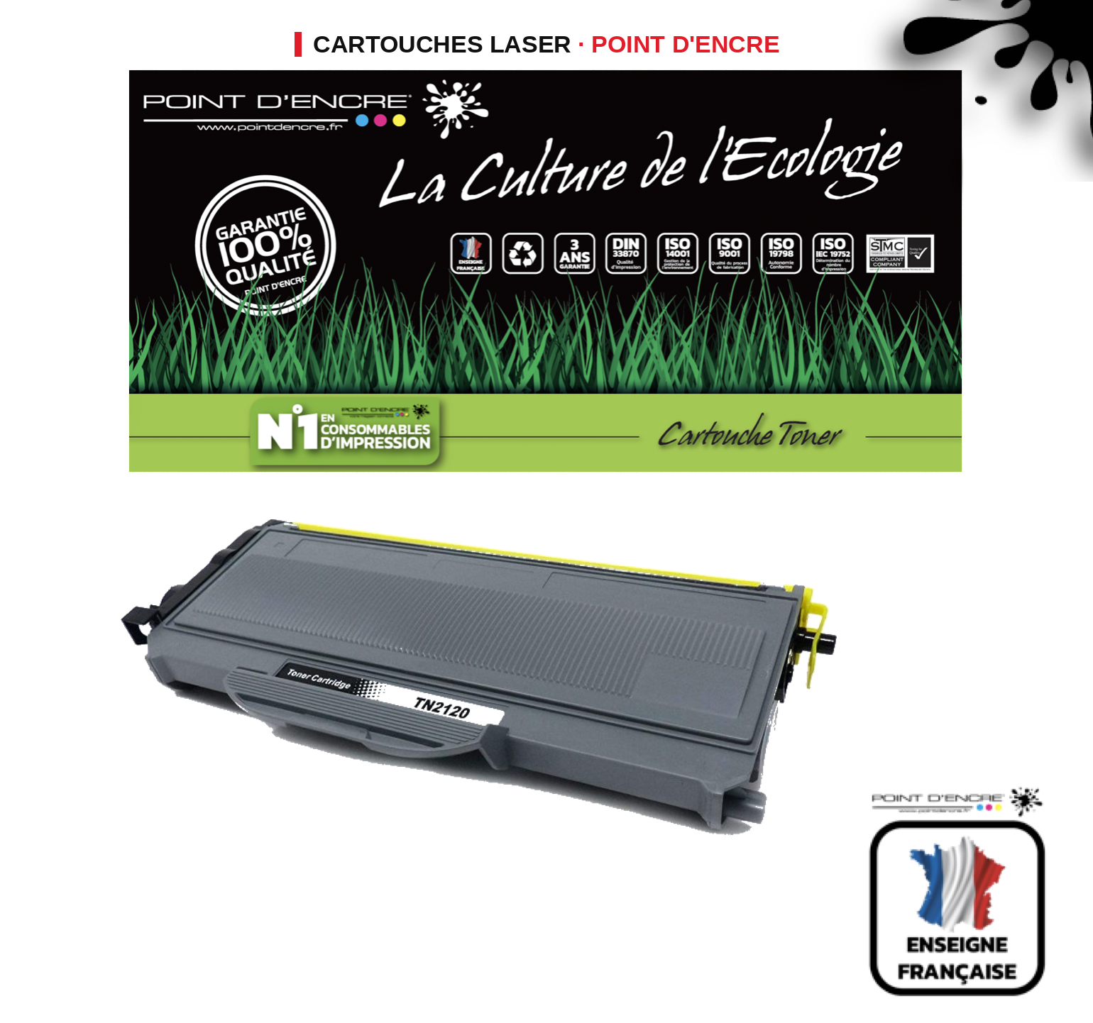 Cartouche laser POINT D'ENCRE Brother 2120 — NOIR