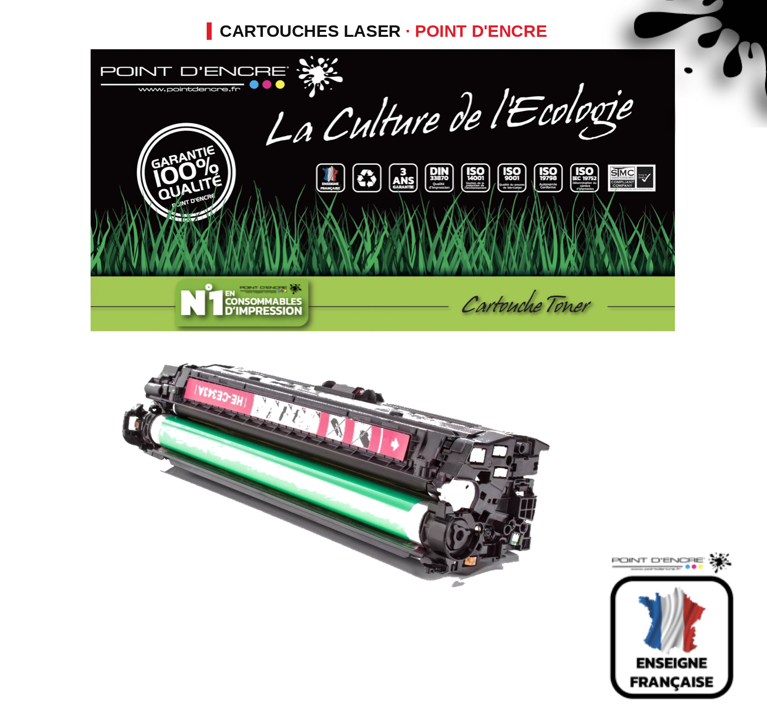 Cartouche laser POINT D'ENCRE Hp 651A — MAGENTA