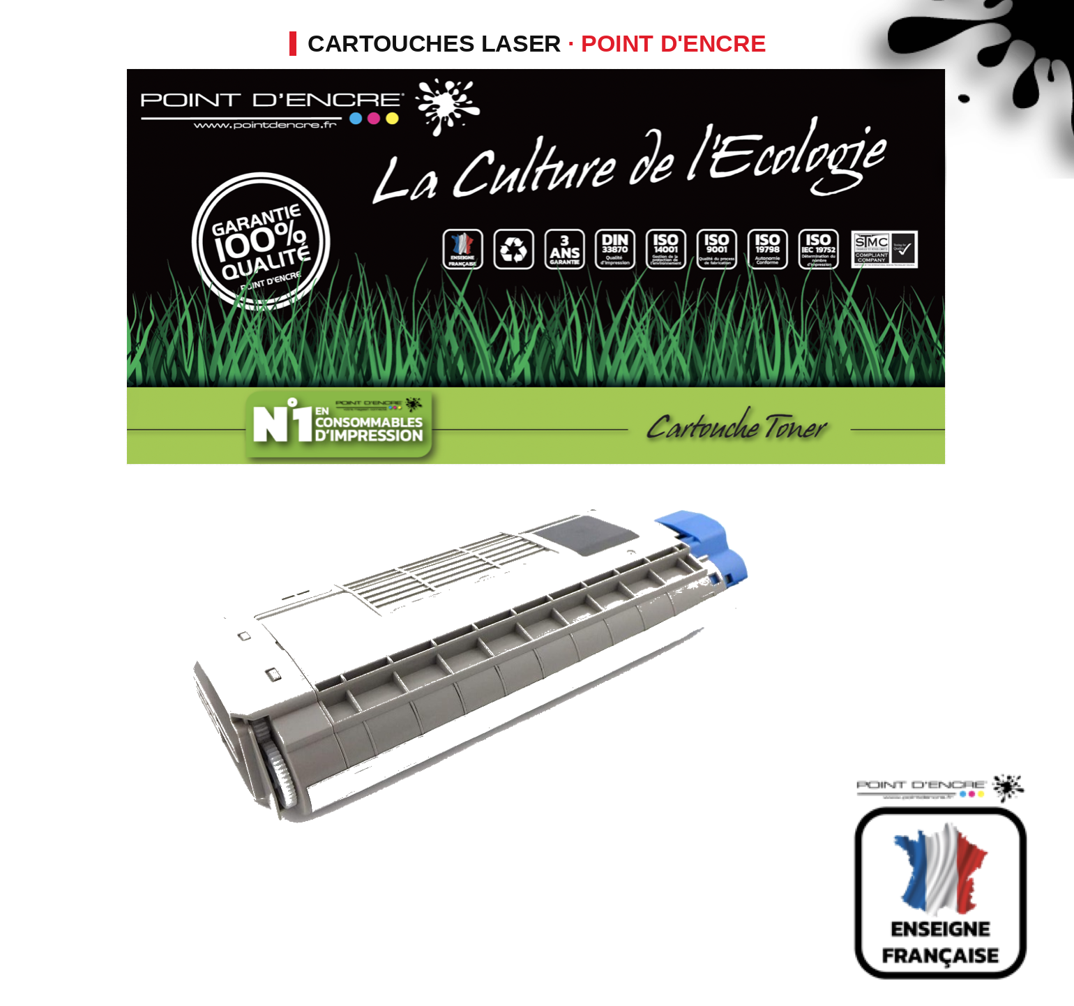 Cartouche laser POINT D'ENCRE Oki C5850 — JAUNE