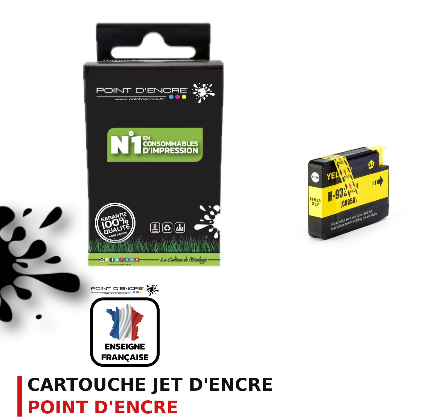 Cartouche d'encre POINT D'ENCRE Hp 933XL — JAUNE