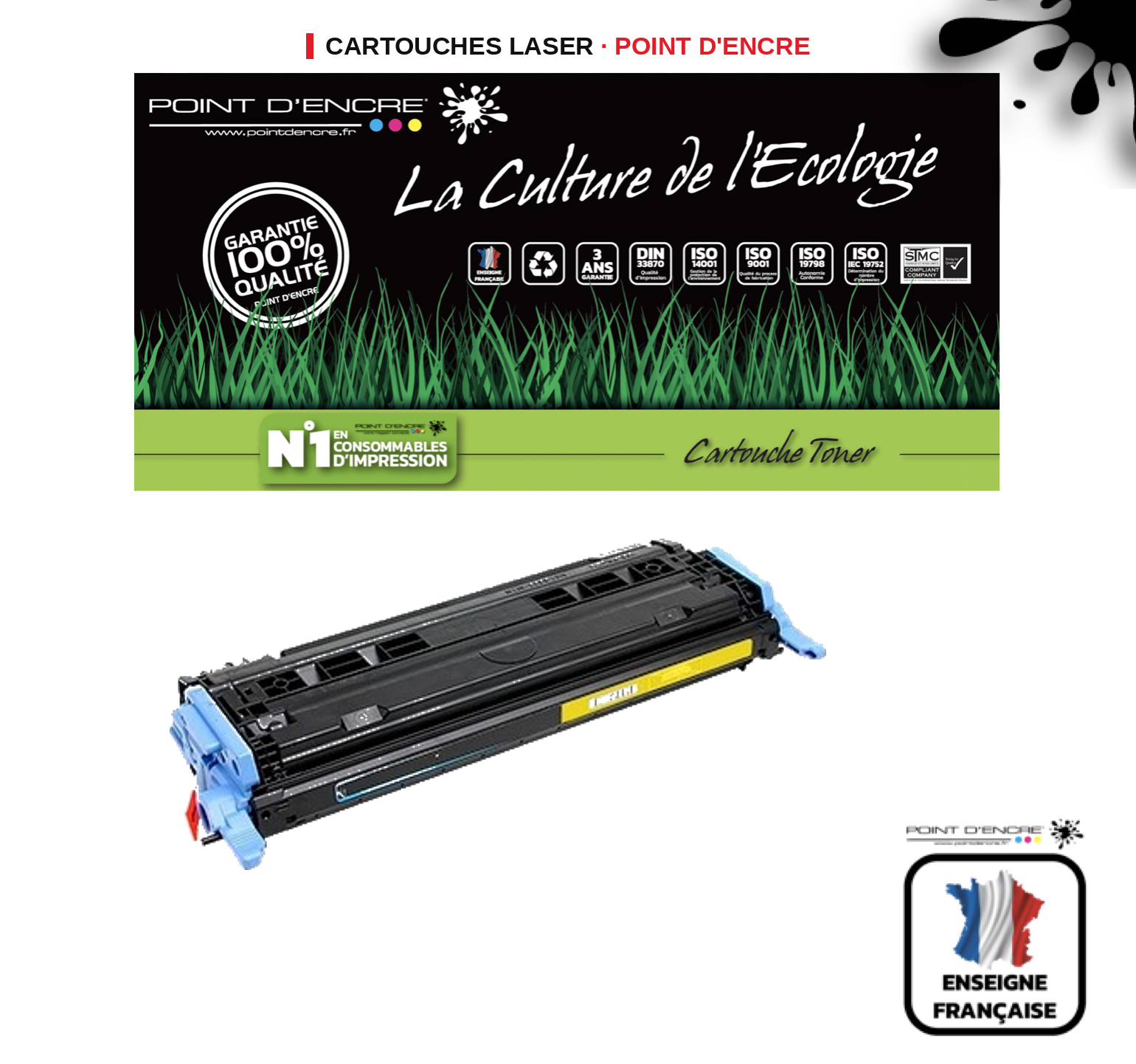 Cartouche laser POINT D'ENCRE  504A — JAUNE