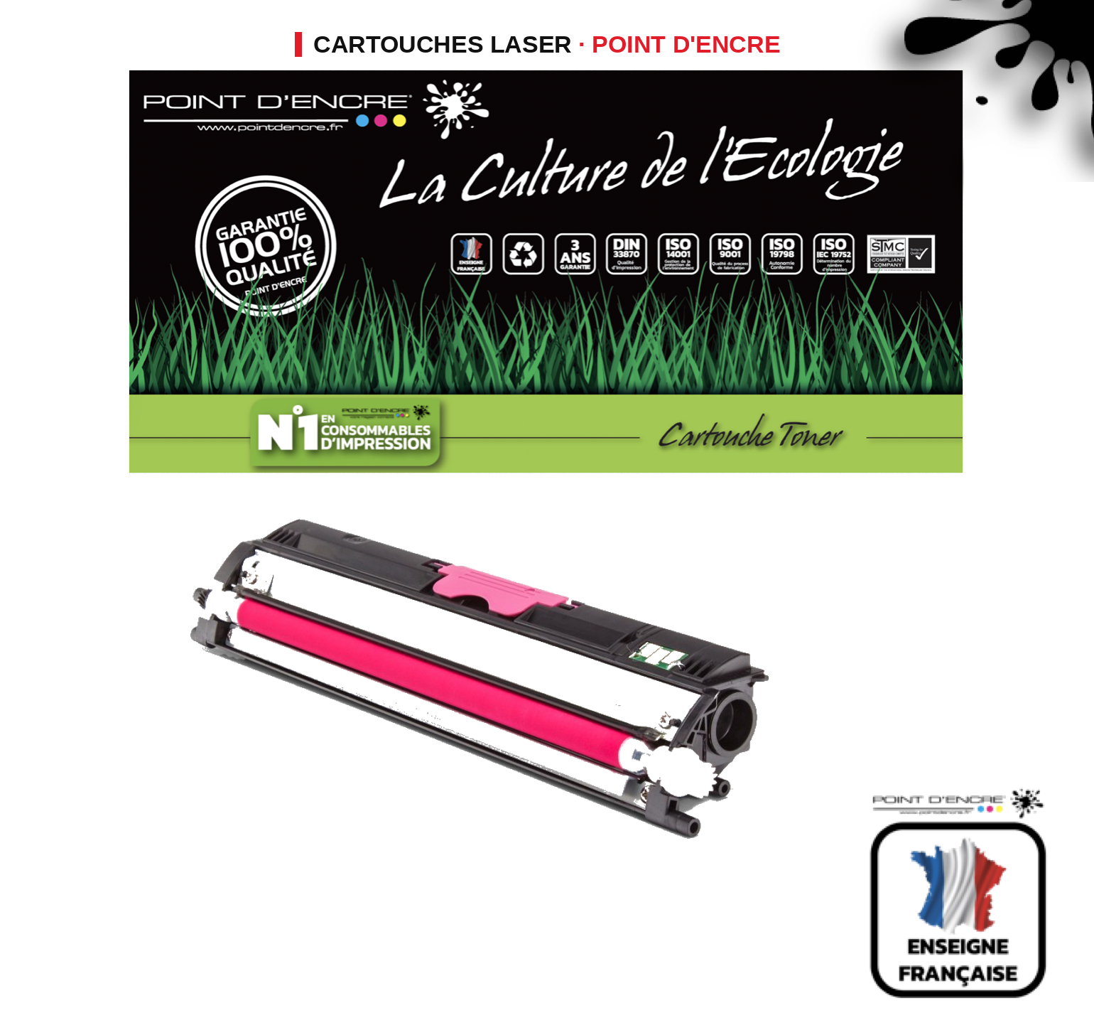 Cartouche laser POINT D'ENCRE Konica Minolta 1600 — MAGENTA