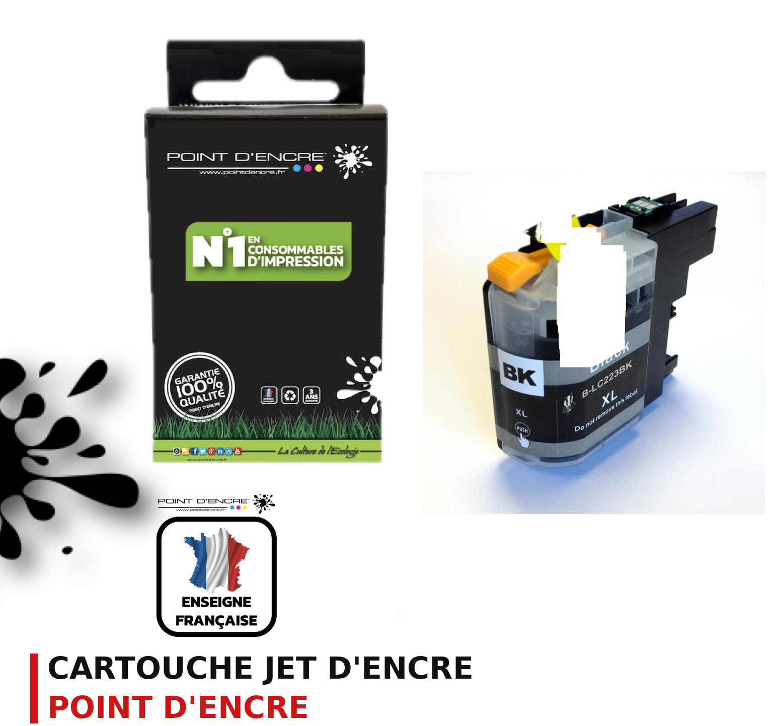 Cartouche d'encre POINT D'ENCRE Brother LC223BK — NOIR