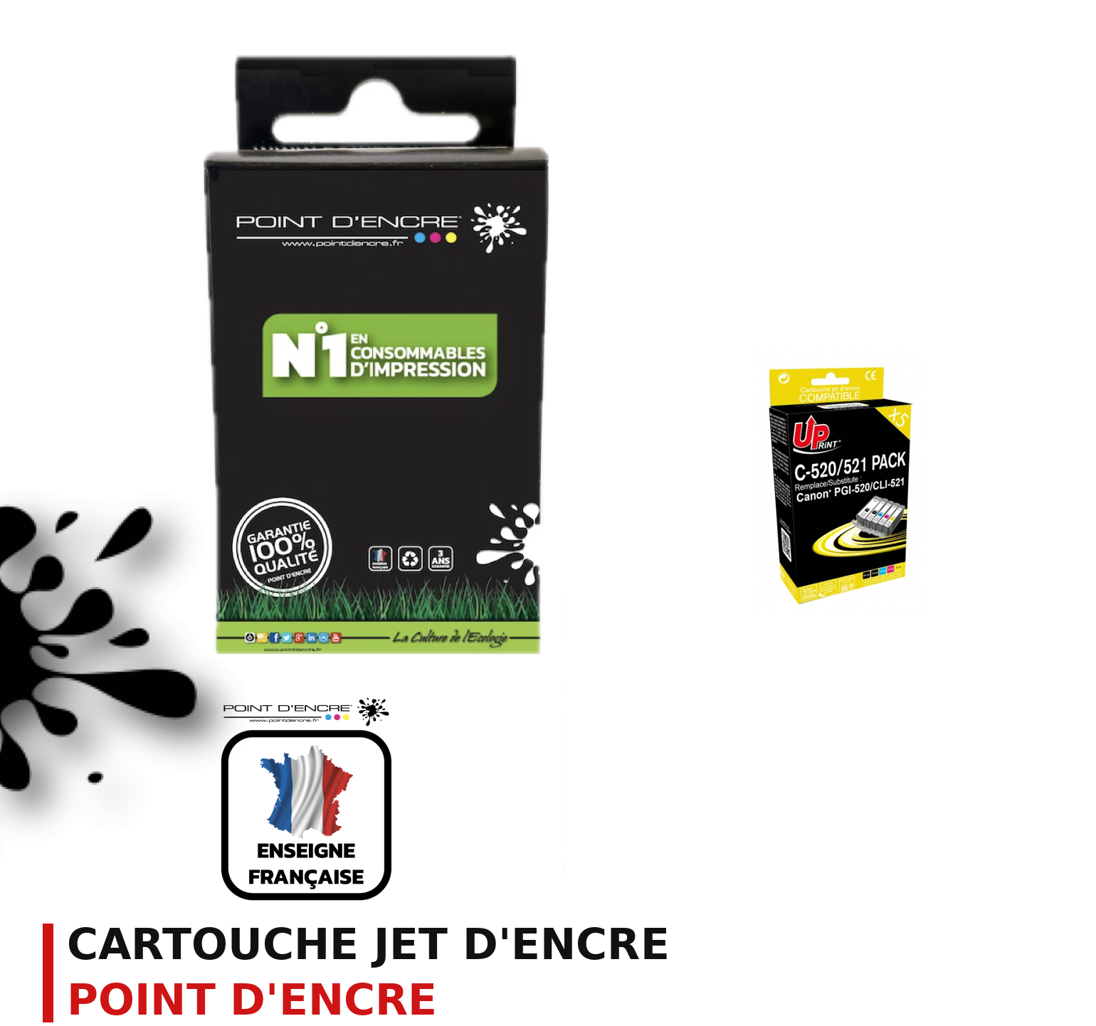 Cartouche d'encre POINT D'ENCRE Canon 520 — PACK