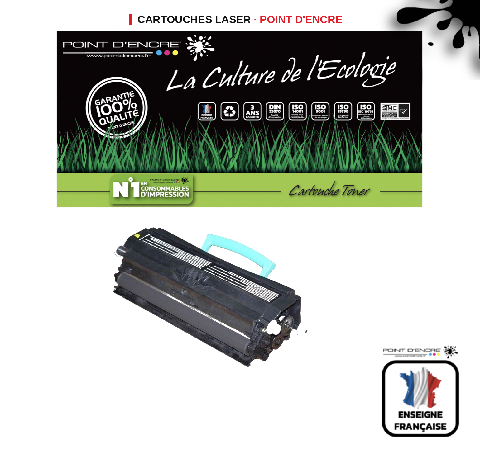 Cartouche laser POINT D'ENCRE Lexmark E250A11E — NOIR