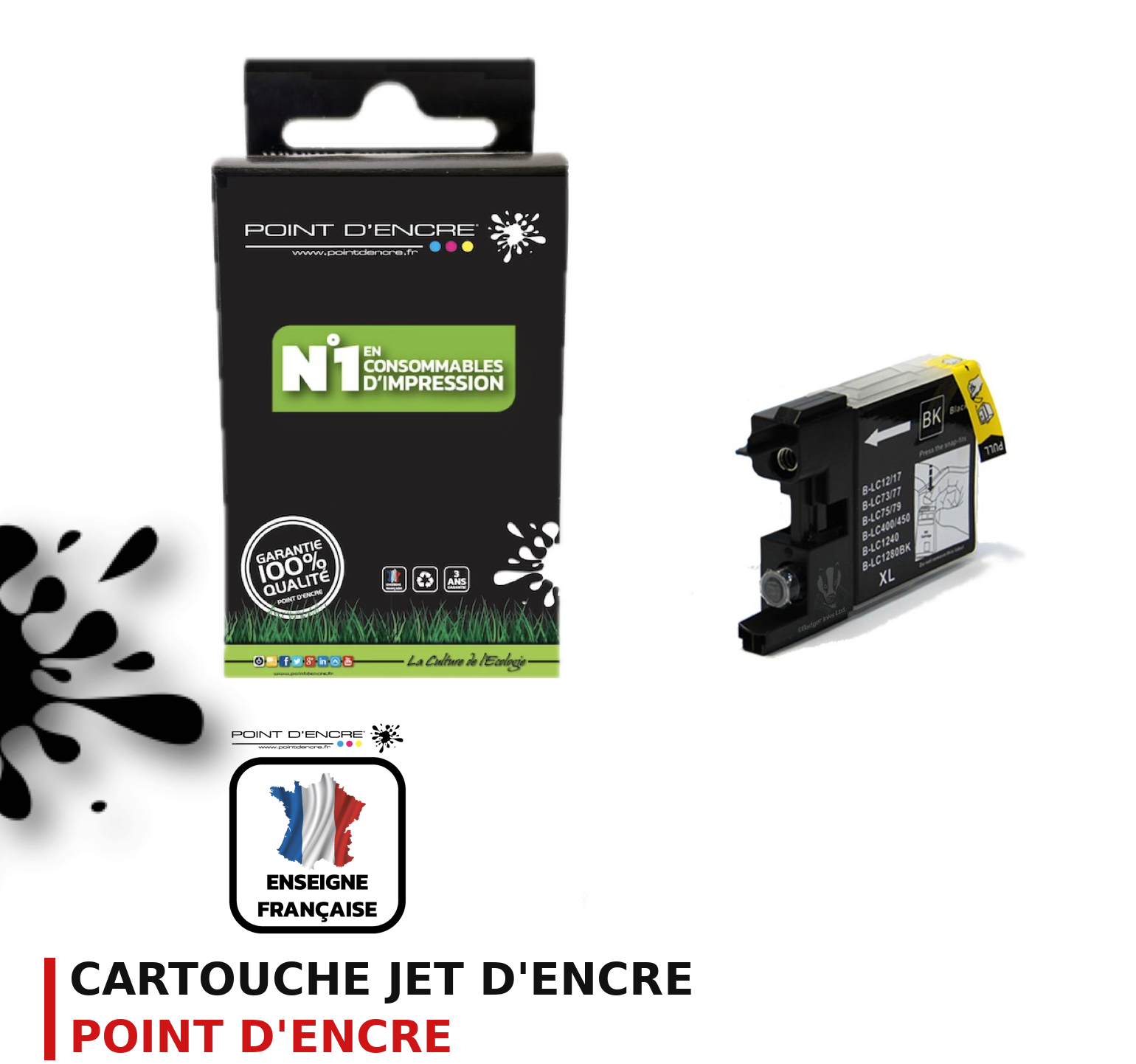 Cartouche d'encre POINT D'ENCRE Brother 1240BK — NOIR