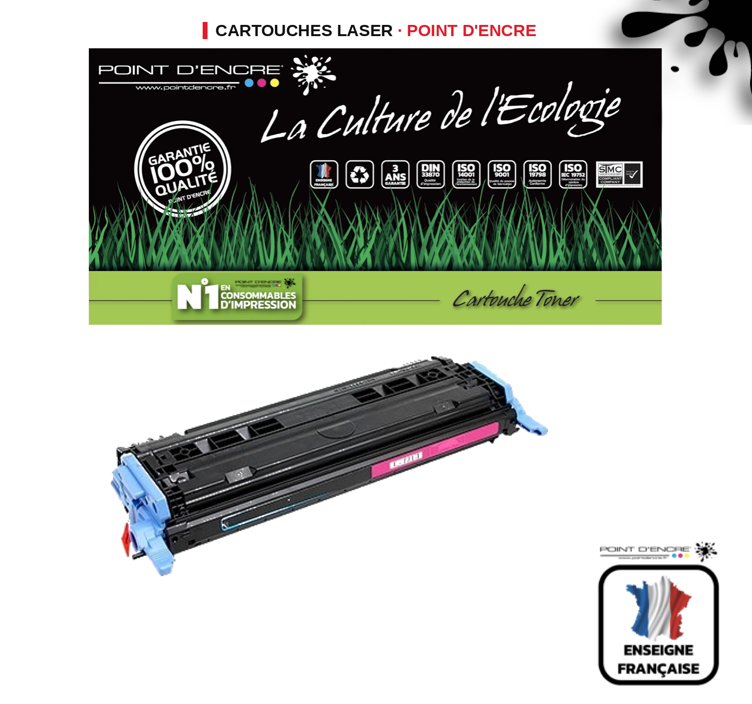 Cartouche laser POINT D'ENCRE  504A — MAGENTA