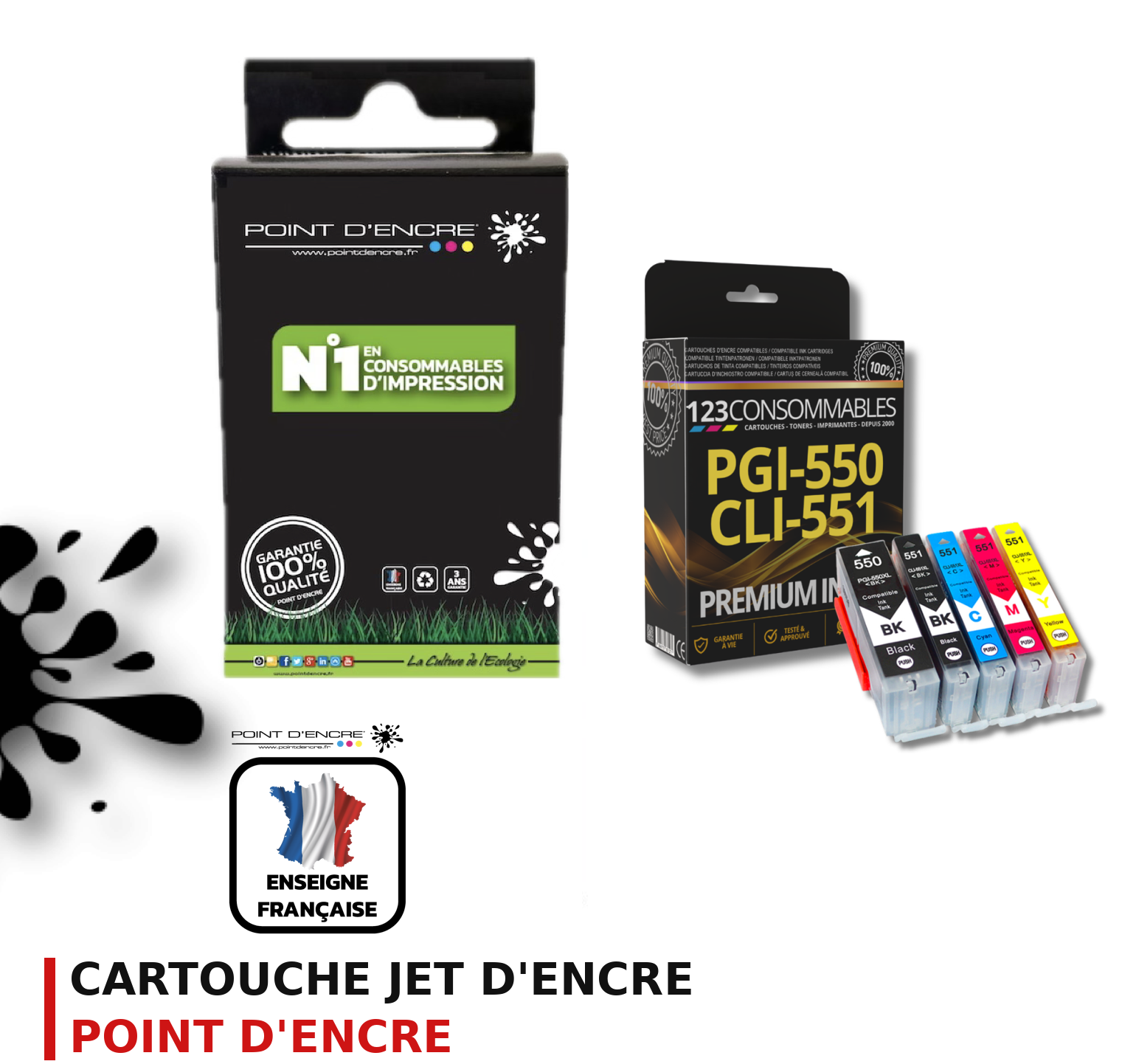 Cartouche d'encre POINT D'ENCRE Canon PGI550CLI551 — PACK