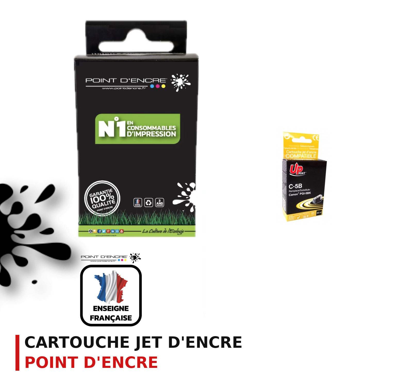 Cartouche d'encre POINT D'ENCRE Canon 5BK — NOIR