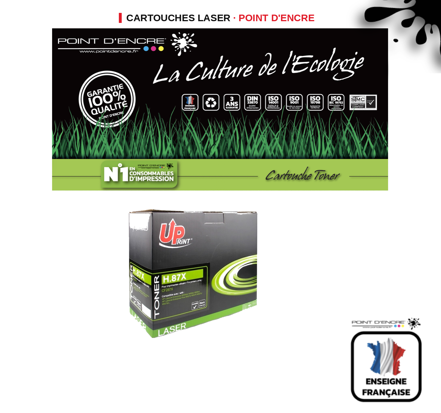 Cartouche laser POINT D'ENCRE Hp 87XL — NOIR