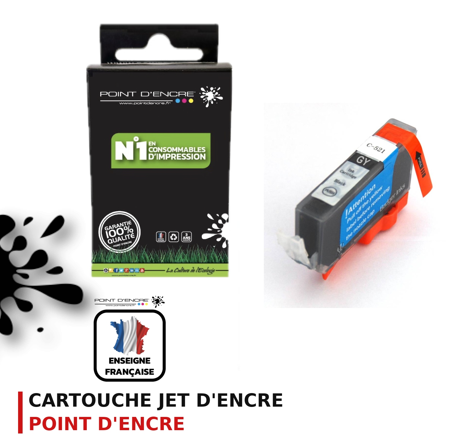 Cartouche d'encre POINT D'ENCRE Canon 521GY