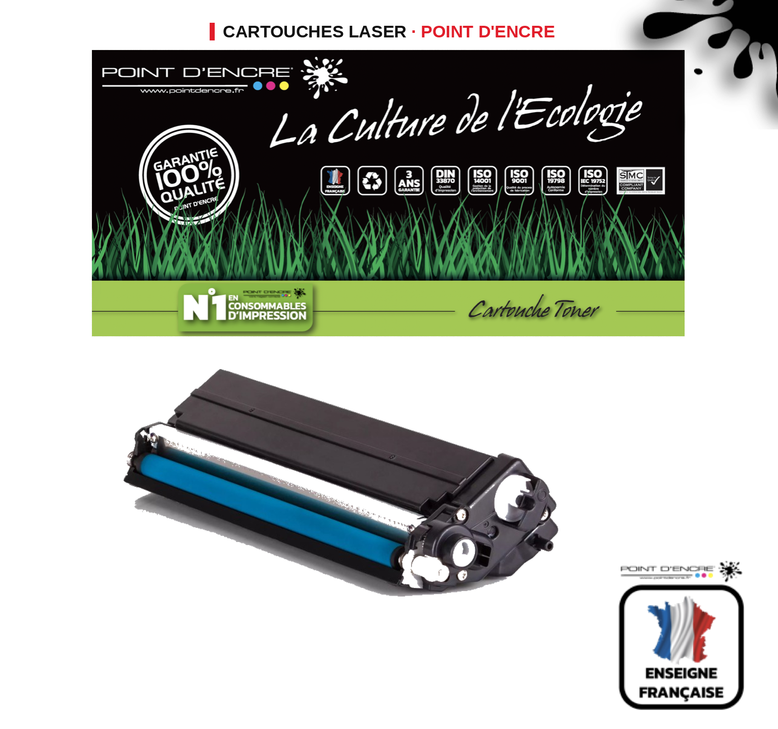 Cartouche laser POINT D'ENCRE Brother 423 — CYAN