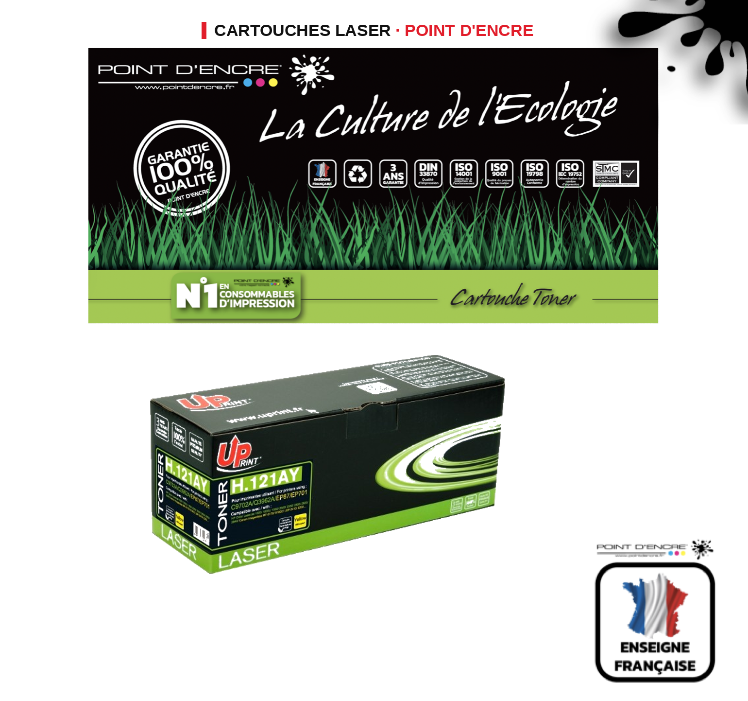 Cartouche laser POINT D'ENCRE Hp 121A — JAUNE